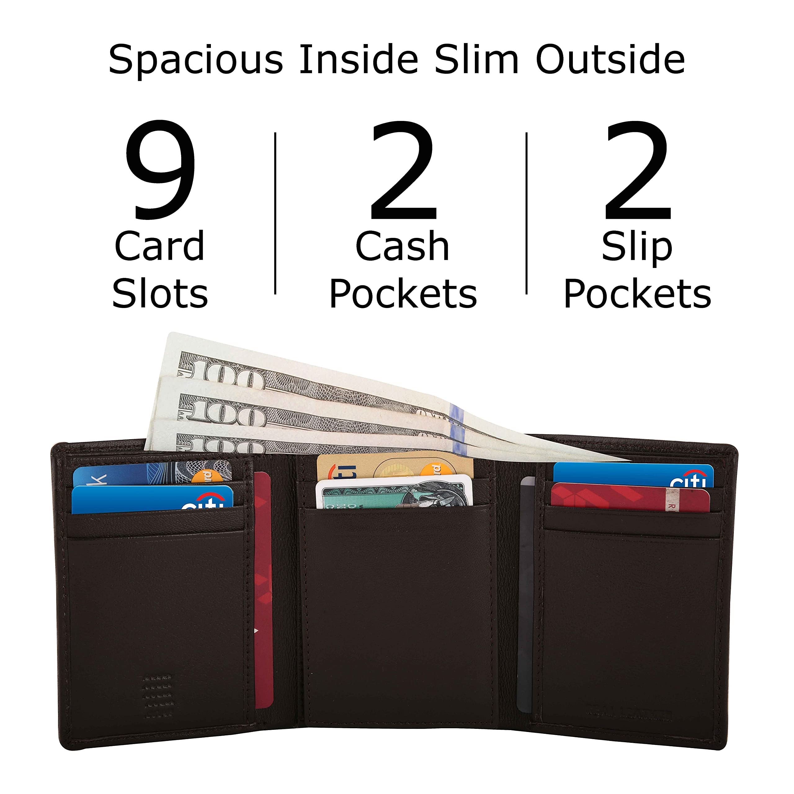 Premium Genuine Leather RFID Blocking Trifold & Zippered Wallet for Men - Horizontal & Vertical Design with Card Holder | Perfect Gift for Men & Women | Ideal for Travel, Business & Everyday Use