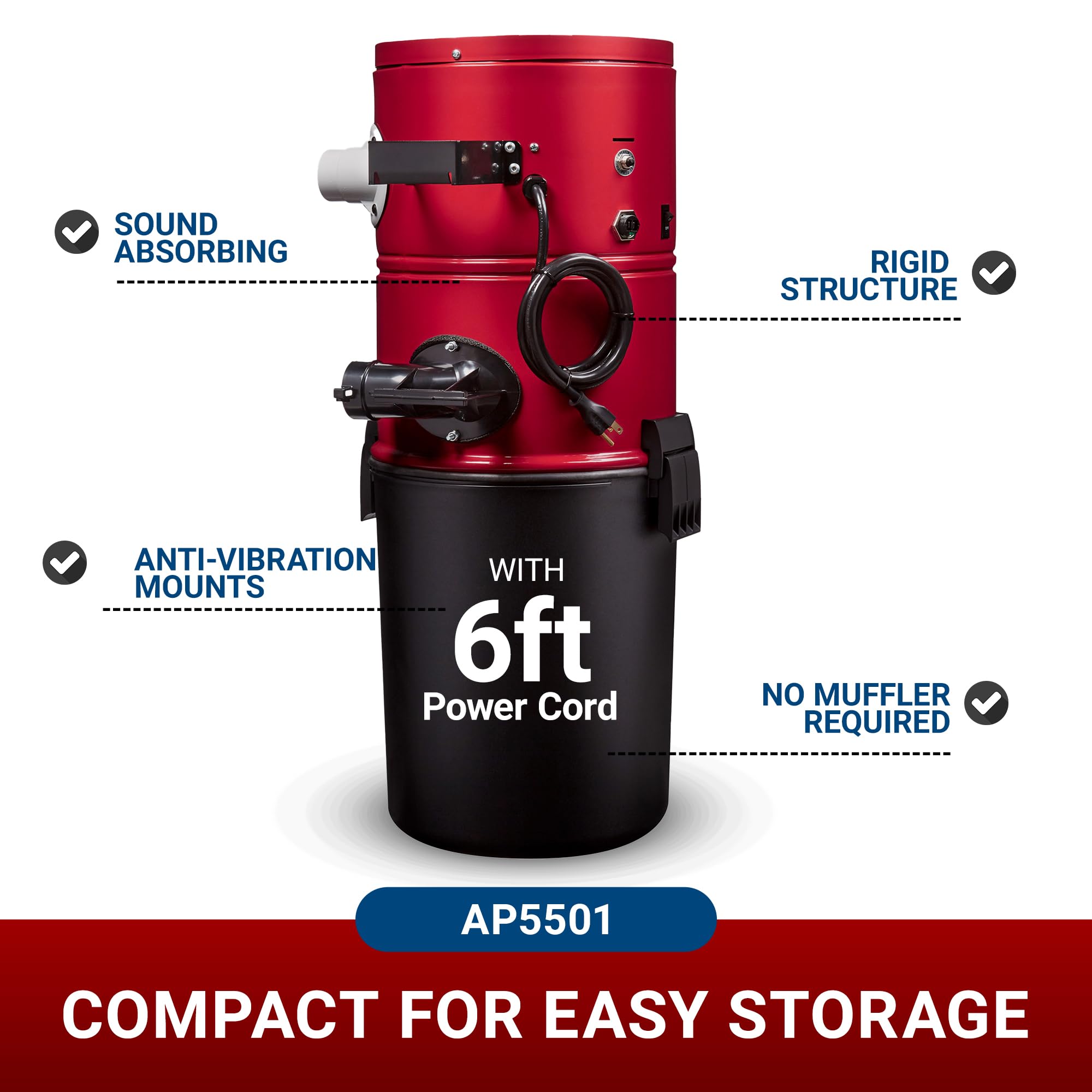 Broan-NuTone 550 Air Watts Residential Central Vacuum System - Powerful Suction, Anti-Vibration Technology | Ideal for Whole House Cleaning, Pet Hair Removal & Allergy Relief
