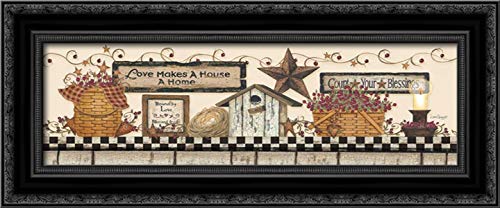 40x16 Black Ornate Framed Canvas Art Print - 'Love Makes a House a Home' by Linda Spivey - Elegant Wall Decor for Living Room, Bedroom & Home Office
