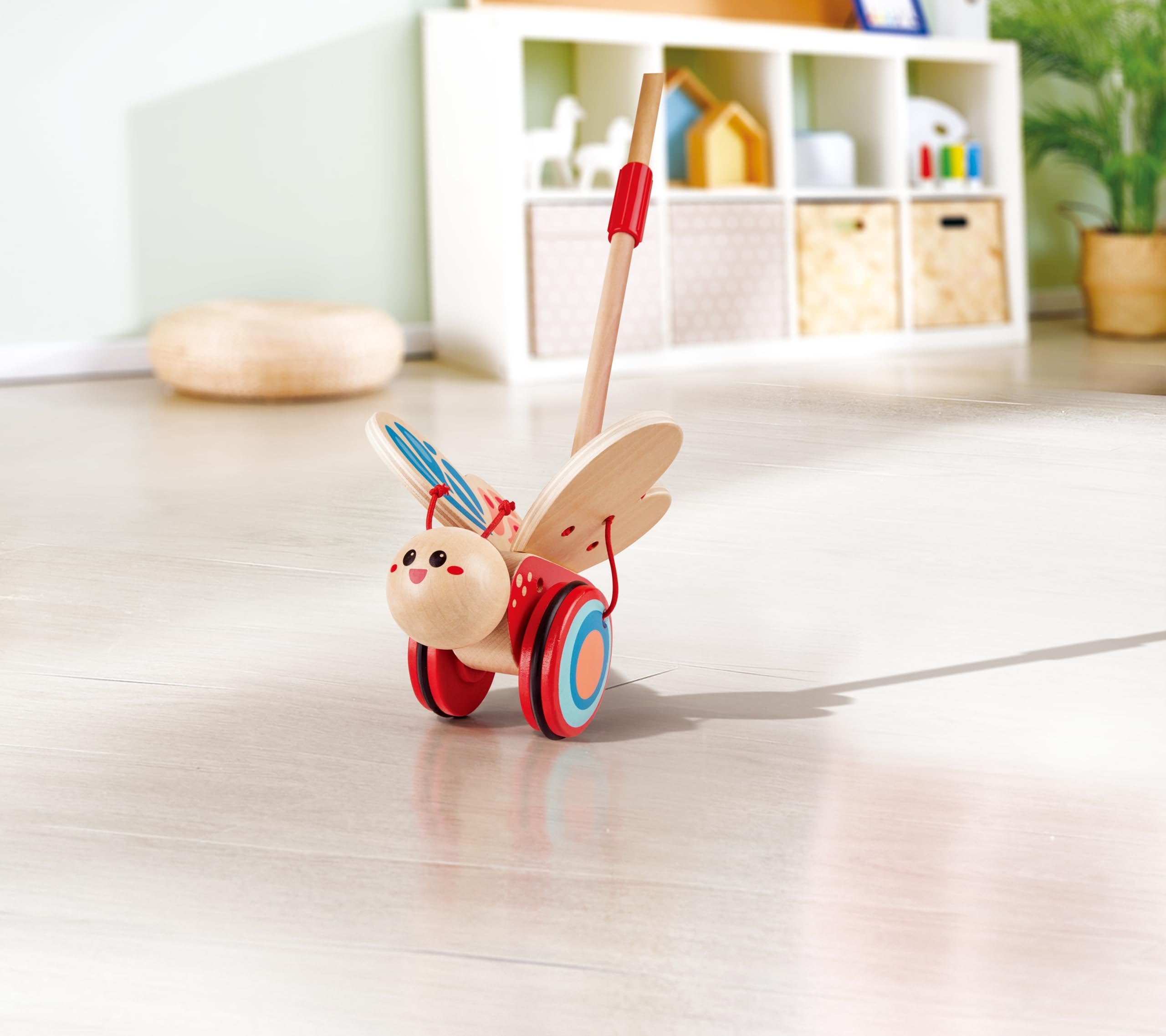 Hape Butterfly Wooden Push and Pull Toy - Toddler Learning & Walking Aid - Perfect for Indoor & Outdoor Playtime