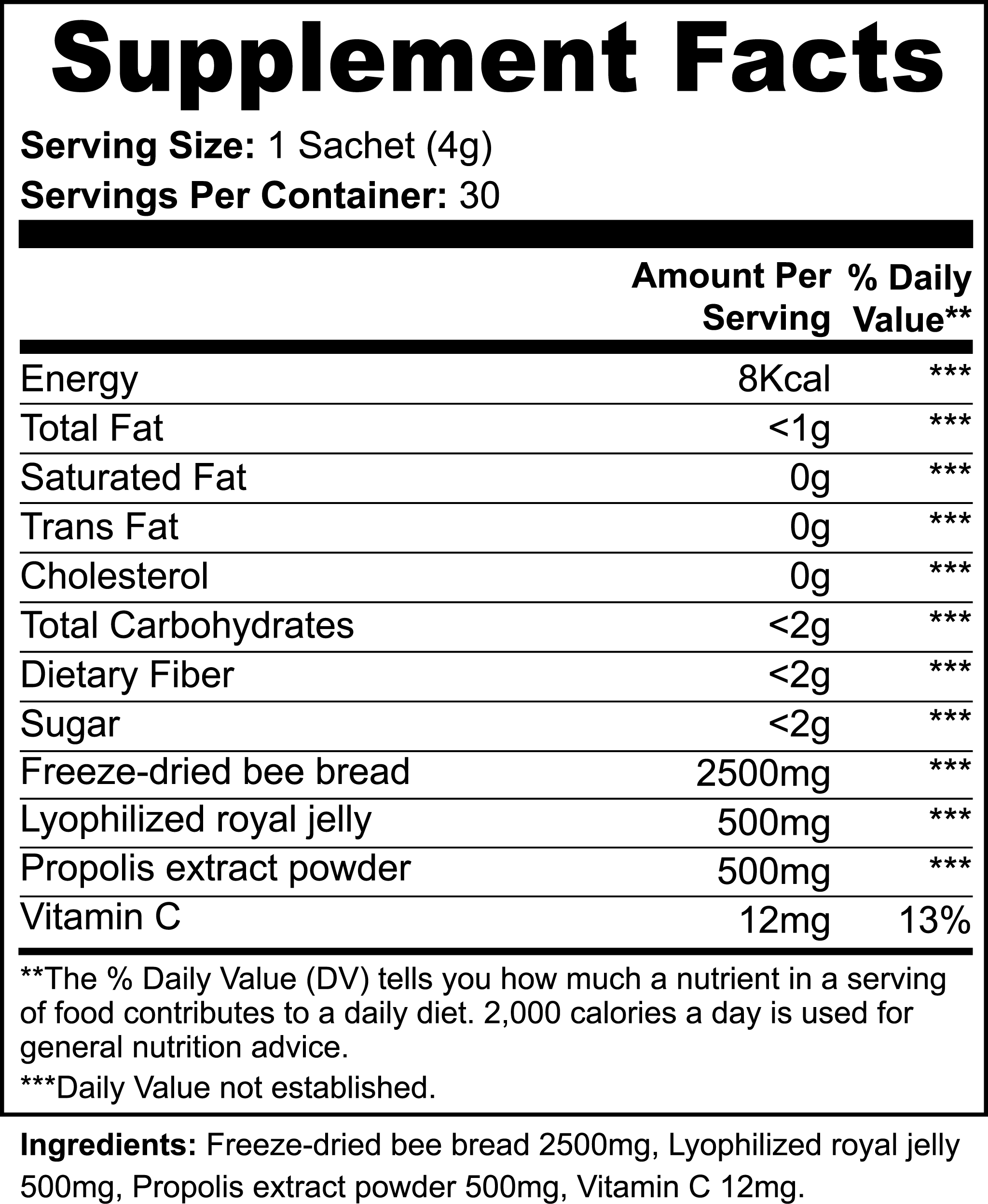 Organic Bee Bread Powder Sachets - Natural Superfood for Energy, Immunity & Wellness | Easy On-the-Go Nutrient Boost | Perfect for Travel, Workouts & Daily Wellness Routine