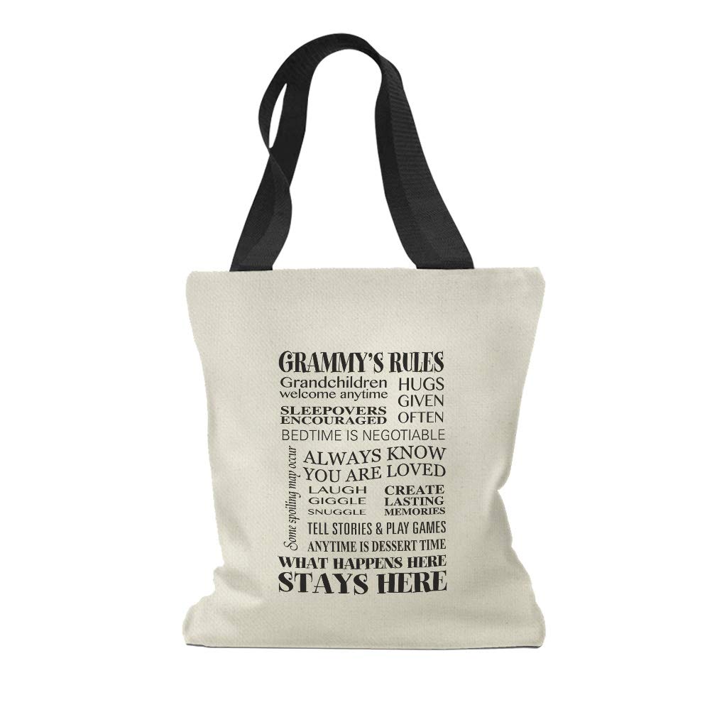 Custom Canvas Tote Bag - Personalized Reusable Shopping Bag for Women, Grammy's Rules Grandmother Gift, Eco-Friendly Beach & Grocery Tote - Perfect for Shopping, Travel & Daily Use