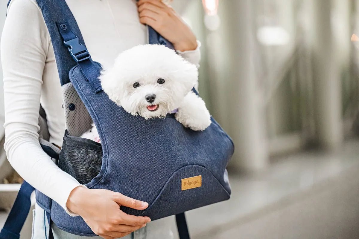 Hug Pack Dog Sling Carrier - Adjustable Pet Carrier for Small Dogs & Cats, Comfortable Hands-Free Design, Blue Jeans - Perfect for Travel, Hiking & Outdoor Adventures