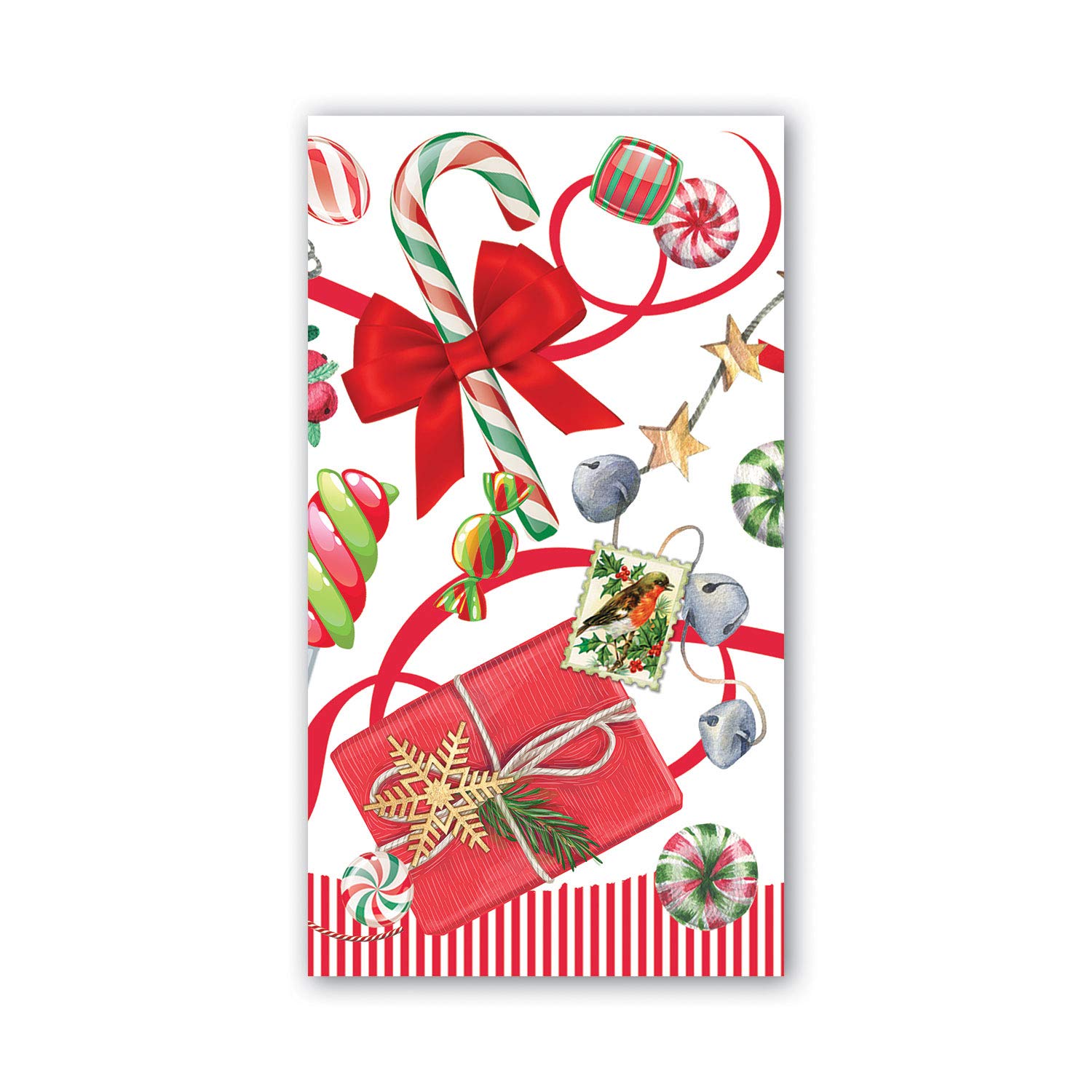 Michel Design Works Peppermint Hostess Napkins - 12 Pack Holiday Cocktail Napkins for Christmas Parties, Dinner Table Decor & Gift Giving