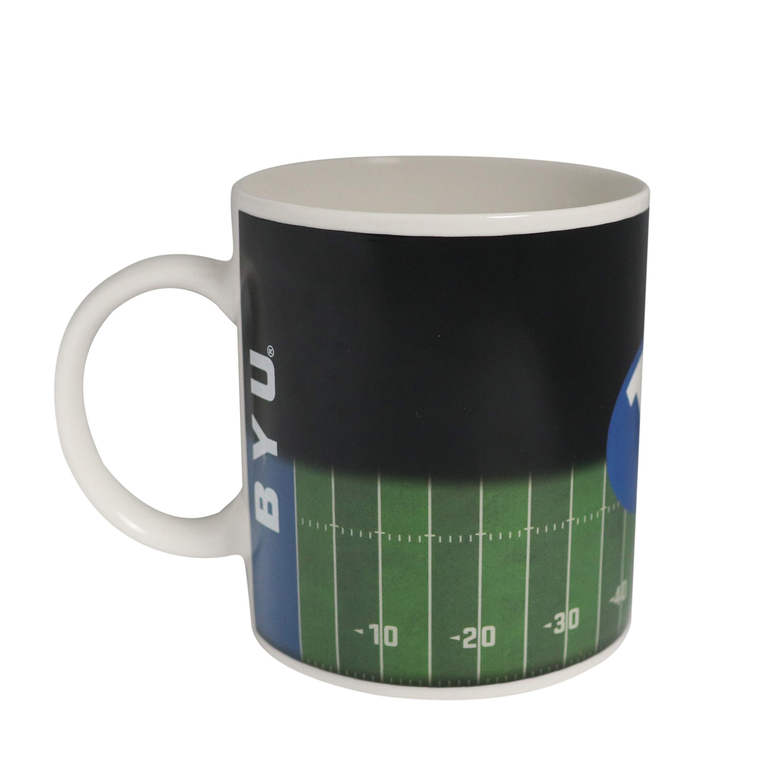 NCAA BYU Field Color Changing ThermoH Exray Ceramic Mug - Hot & Cold Temperature Sensitive Coffee Cup for College Football Fans, Game Day Tailgating & Office Use