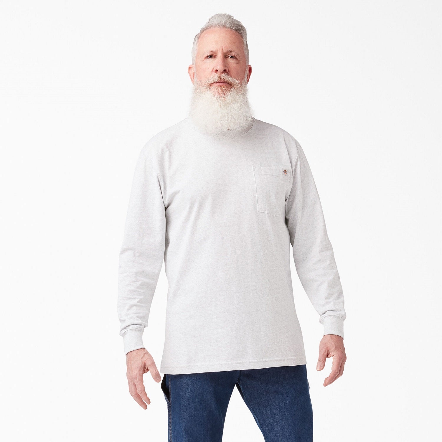 Dickies Men's Heavyweight Long Sleeve Crew Neck T-Shirt - Durable Workwear for Construction, Landscaping & Outdoor Activities