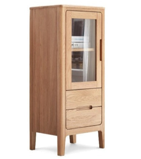 Solid Oak Wood Side Cabinet - Rustic Home Storage Organizer for Living Room, Bedroom, or Entryway