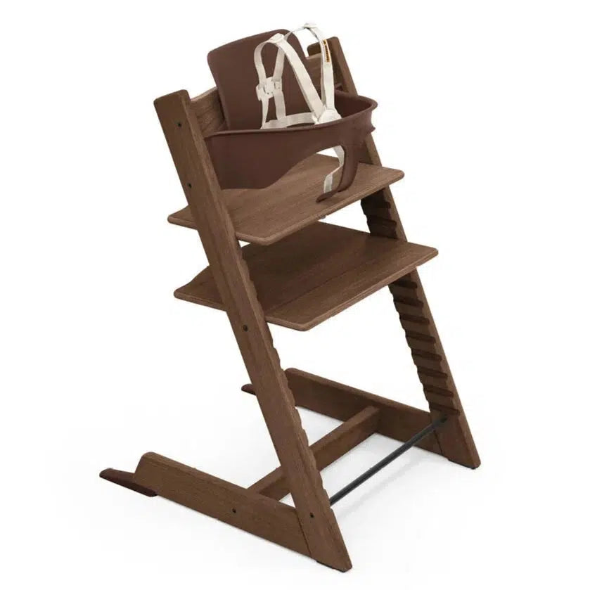 Stokke Tripp Trapp High Chair with Baby Set - Adjustable Wooden Chair for Kids & Toddlers - Oak Warm Brown - Perfect for Dining, Feeding, and Learning Activities