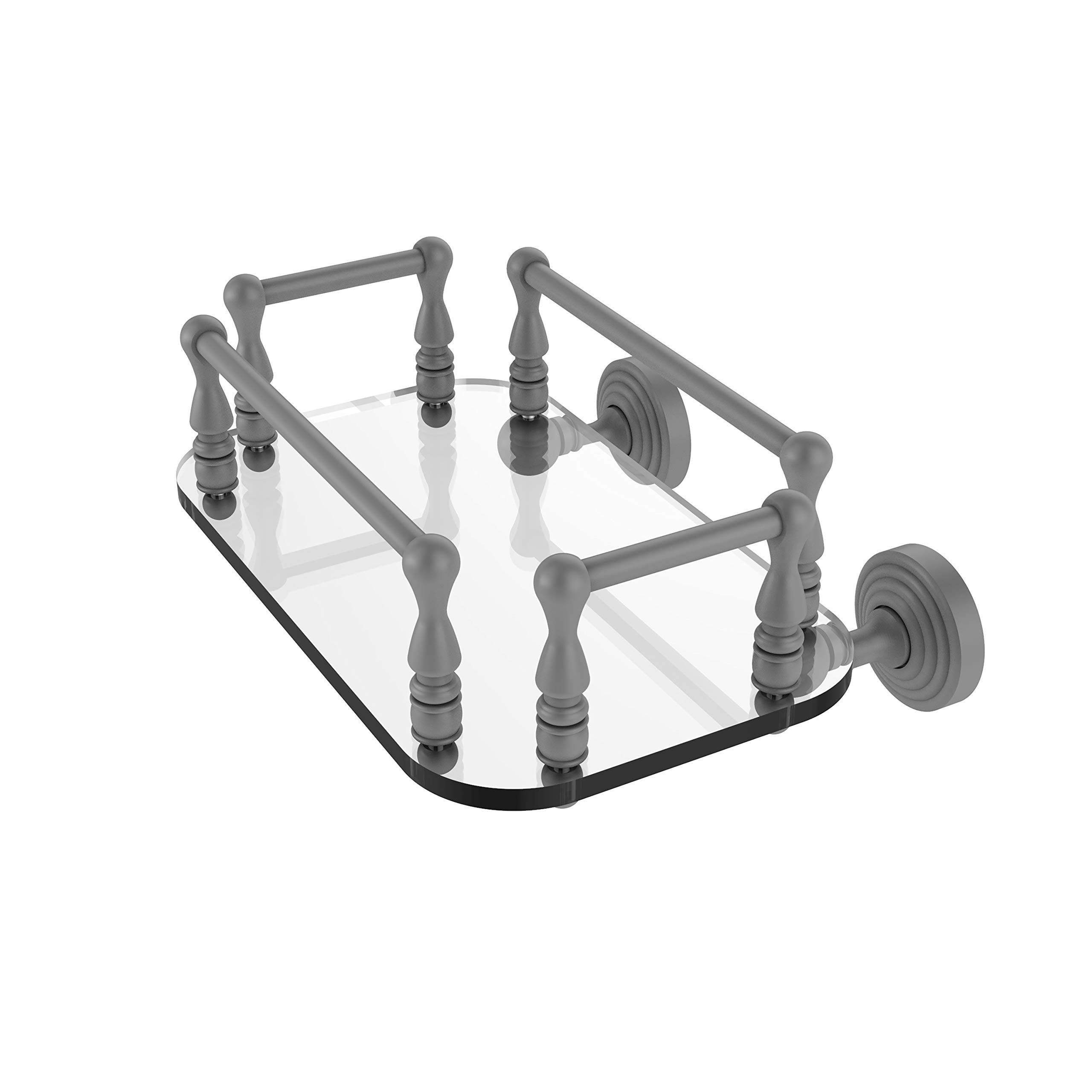 Allied Brass WP-GT-6 Waverly Place Collection Matte Gray Wall Mounted Glass Tray Guest Towel Holder - Perfect for Bathroom, Powder Room & Guest Bath Decor