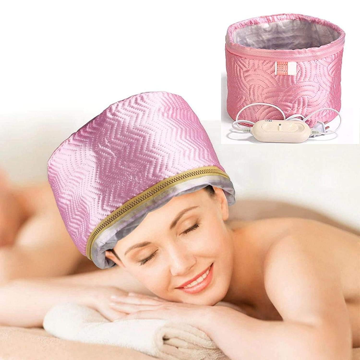 Eopzo Thermal Hair Spa Cap with Detachable Temperature Control - Deep Conditioning Treatment for Damaged Hair, Nourishing Moisturizer, Home SPA Steam Hair Care & Facial Steamer (Pink) | Perfect for Salon-Style Treatments, At-Home Hair Therapy, and Relaxing Self-Care Sessions