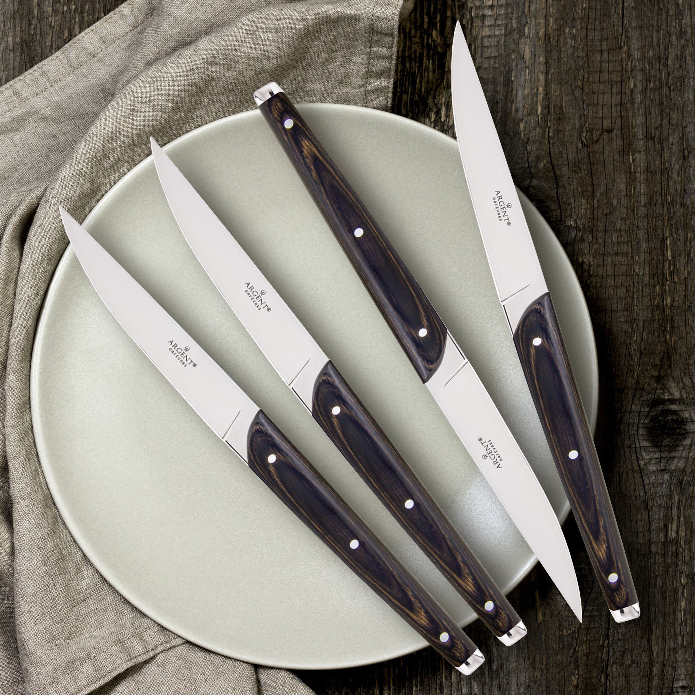 Premium Clevedon Pakkawood Steak Knives Set of 4 - Razor Sharp Japanese Stainless Steel Blades - Perfect for Steak Dinners, BBQ Parties & Fine Dining Gifts