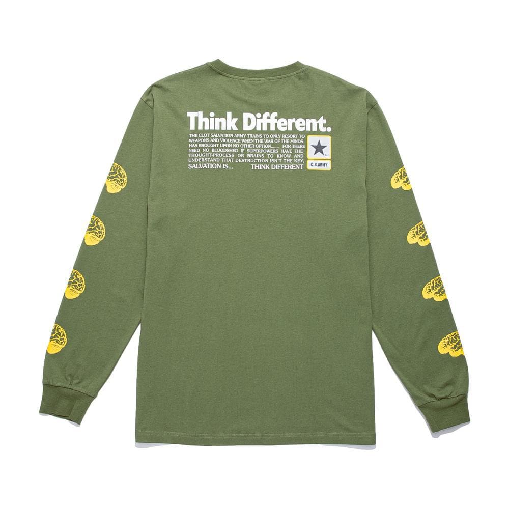 CLOT Brain Long Sleeve T-Shirt for Men - Green Cotton Streetwear Fashion Top - Perfect for Casual Outfits & Urban Street Style