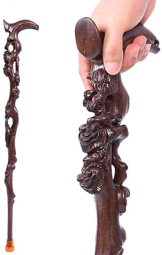 Premium Adjustable Wooden Walking Cane - Hand Carved Design, Sturdy Support for Men & Women - Ideal for Elderly, Seniors & Mobility Assistance - Perfect Gift for Daily Use, Hiking & Outdoor Activities