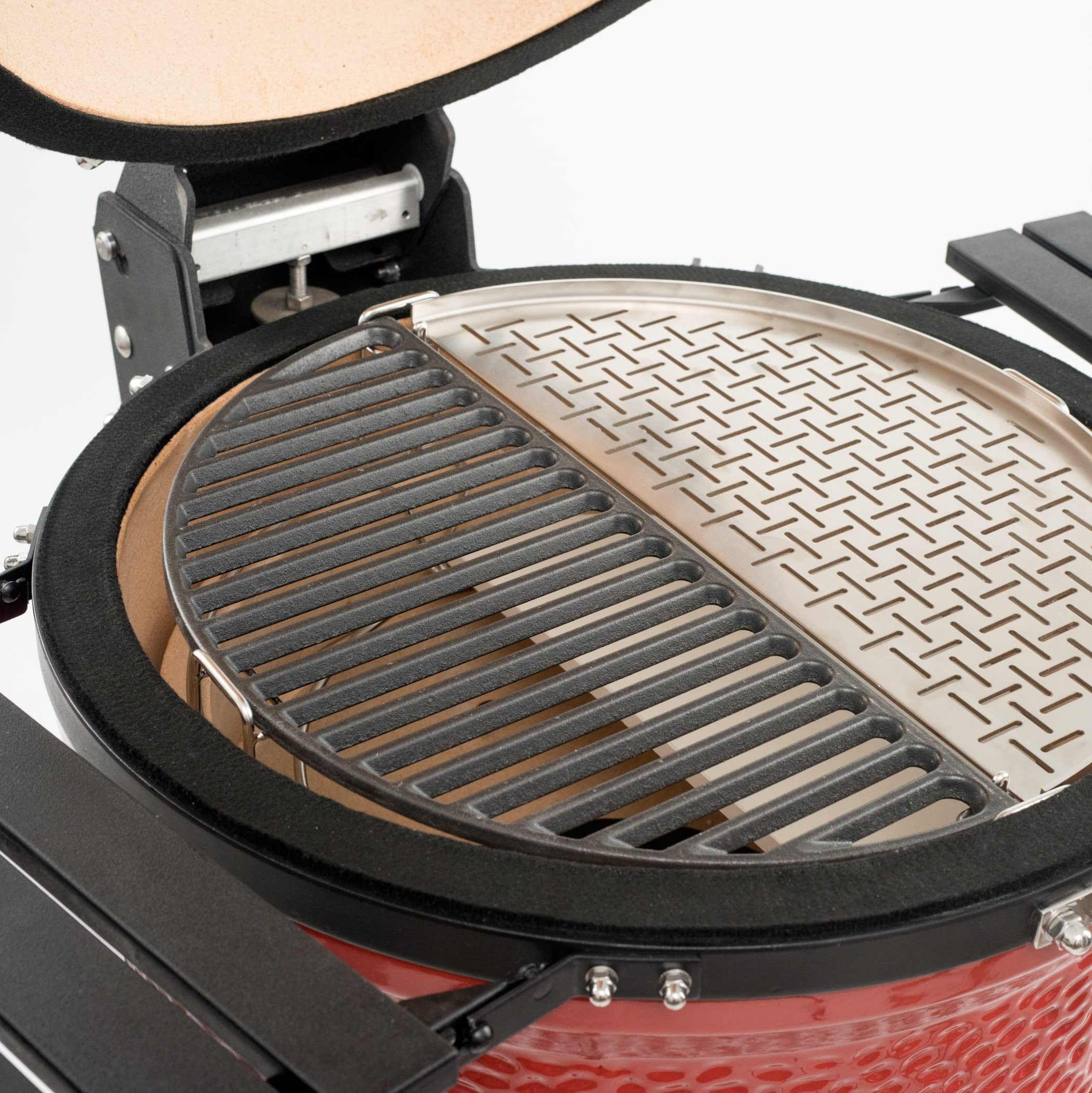 Kamado Joe Classic Joe Half Moon Cast Iron Cooking Grate & Reversible Griddle Bundle - Perfect for Grilling, Smoking, and Outdoor Cooking