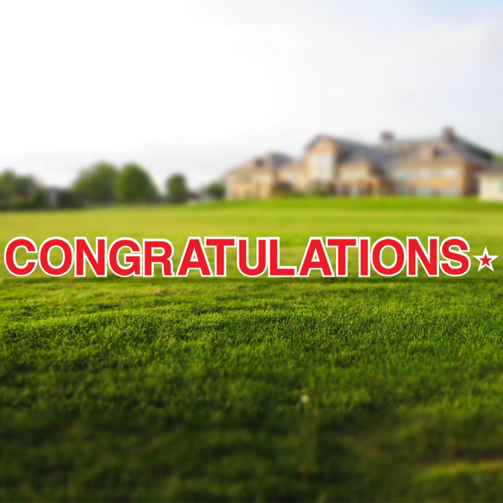 Vispronet 18in Tall Congratulations Yard Sign with Stakes - Weather-Resistant Outdoor Decor for Graduation, Birthday & Special Occasions - Includes Durable Steel Stakes (Red) - Perfect for Front Yard, Backyard & Party Decorations