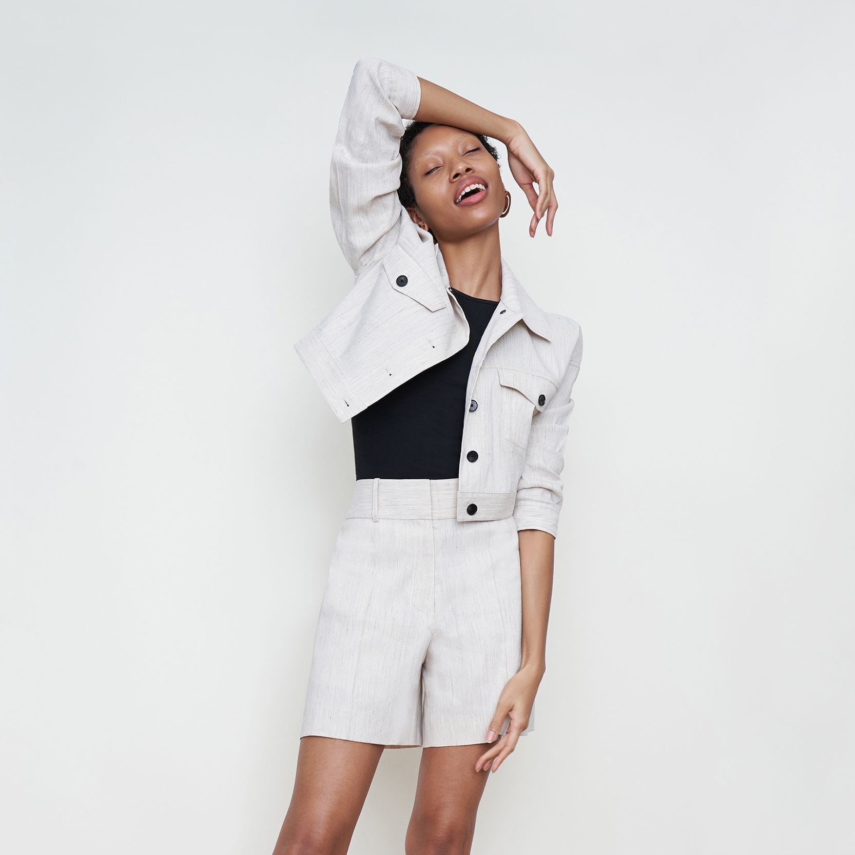 Caitlin Short Slubbed Stretch Linen Shorts in Natural - Comfortable & Stylish for Summer Outings, Beach Vacations & Casual Wear