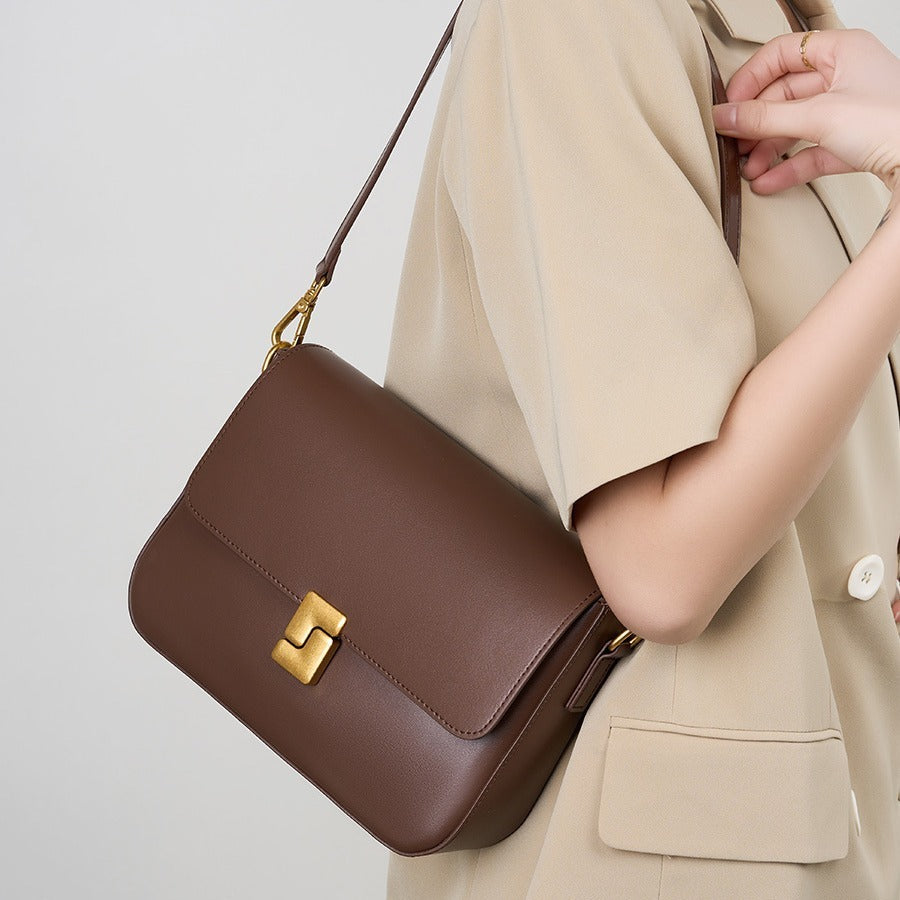 Genuine Leather Shoulder Messenger Bag for Men & Women - Crossbody Underarm Bag with Adjustable Strap - Perfect for Work, Travel & Daily Use