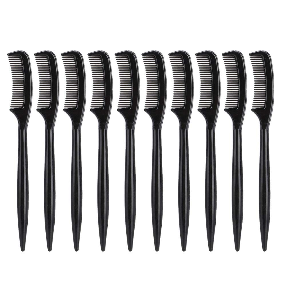 AKOAK 10 Pack Black Eyelash & Eyebrow Comb Set - Mini Plastic Mascara Applicator for Women & Girls - Professional Makeup Tools for Perfect Lashes & Brows - Great for Home, Travel & Salon Use