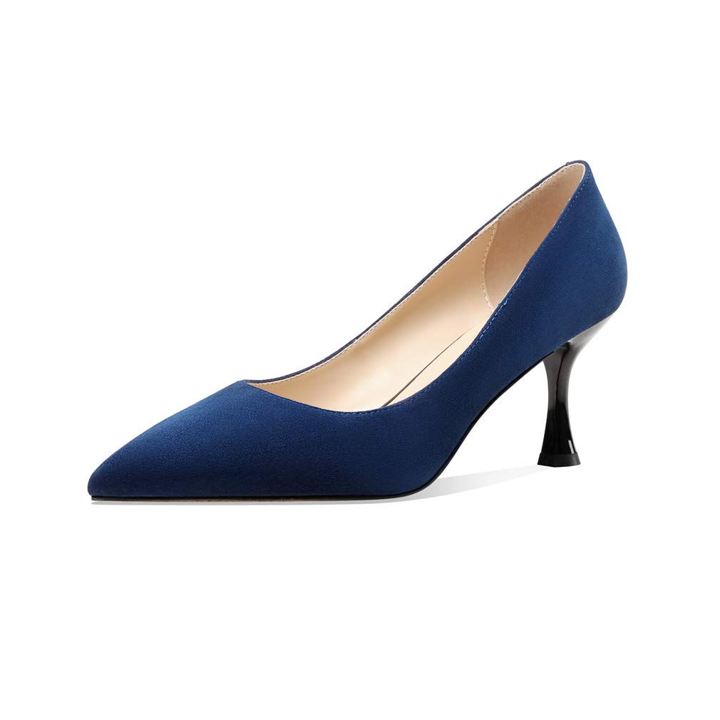 TinaCus Women's Suede Leather Handmade Pointed Toe Stiletto Heel Pumps - Sexy Mid Heel Slip On Shoes for Office, Party & Evening Wear