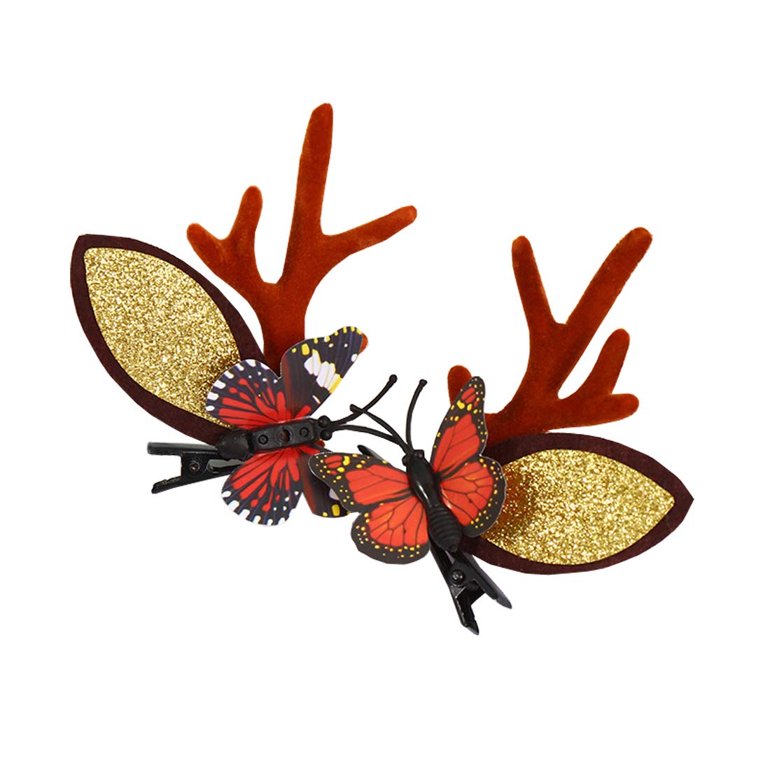 Oyabridal Deer Antler Hair Clips for Women - Christmas Hair Accessories, Xmas Headband with Antlers for Holiday Parties & Costumes - Perfect for Christmas Photos, Ugly Sweater Parties & Festive Celebrations