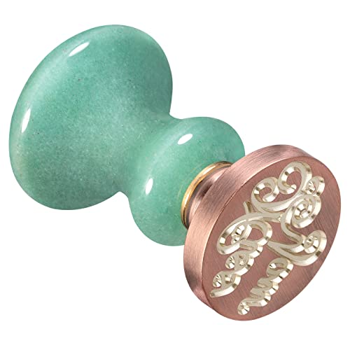 Amogeeli Green Aventurine Wax Seal Stamp Set - Handcrafted Crystal Handle with Copper Stamp Head for Wedding Invitations, Envelopes, Scrapbooking & DIY Crafts | Elegant Gift for Loved Ones - Perfect for Romantic Letters, Special Occasions & Vintage Style Decorations