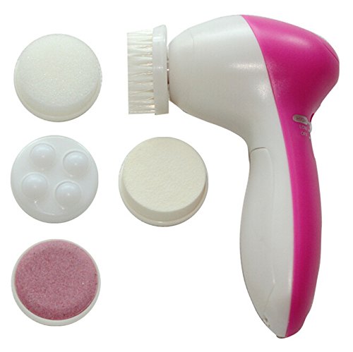 5-in-1 Electric Facial Cleansing Brush with Replaceable Heads - Deep Pore Cleaner & Massager for Face & Body - Perfect for Daily Skincare Routine & Spa-like Experience at Home