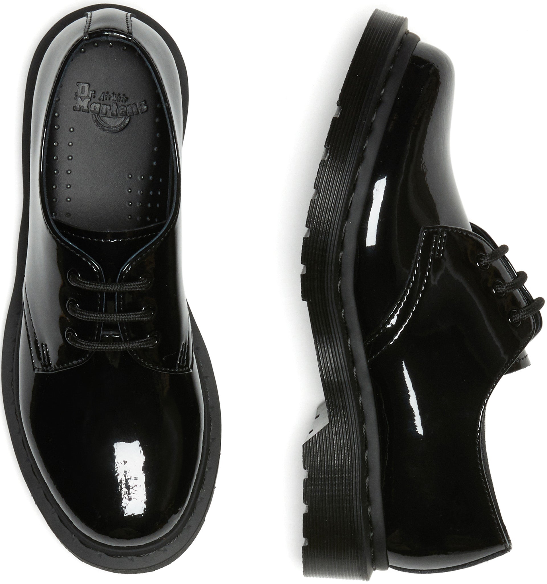 1461 Mono Patent Leather Shoes for Women - Shiny Black Formal & Casual Footwear - Perfect for Office, Parties & Everyday Wear