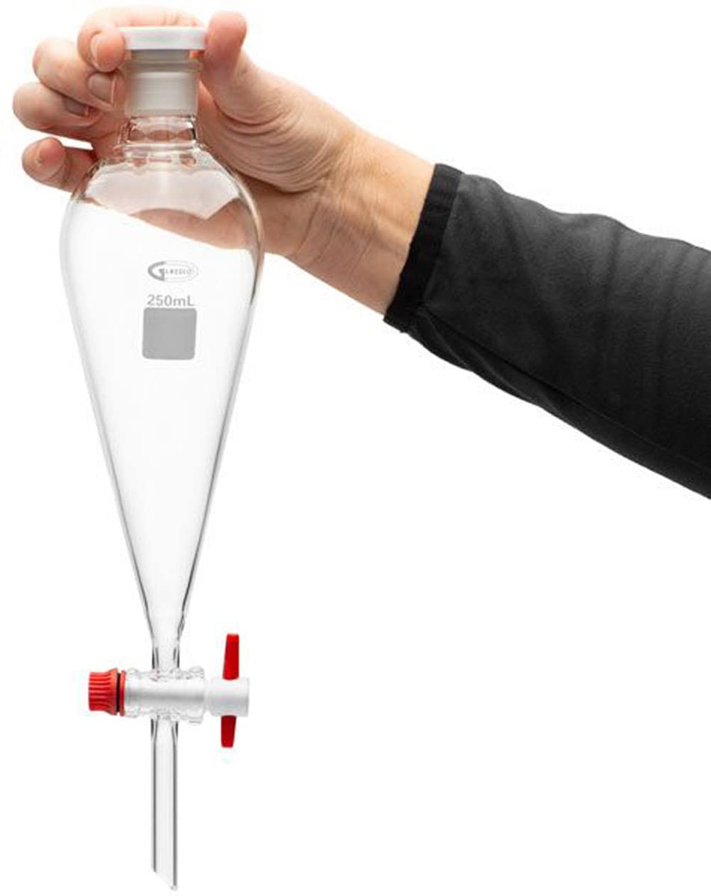 United Scientific™ SF149-1000 Laboratory Grade 1000mL (1L) Separatory Funnel with Heavy Wall Conical Design, 24/40 Joints & PTFE Stopcock - Ideal for Chemical Extraction, Liquid Separation, and Lab Experiments