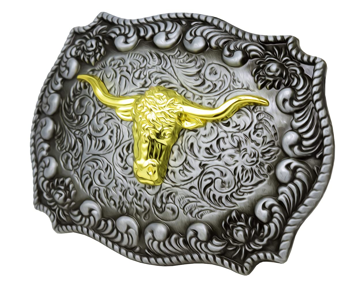 Authentic Texas Style Cowboy Western Belt Buckle with Long Horns Bull Design - Perfect for Rodeo, Country Music Festivals & Western Fashion Outfits