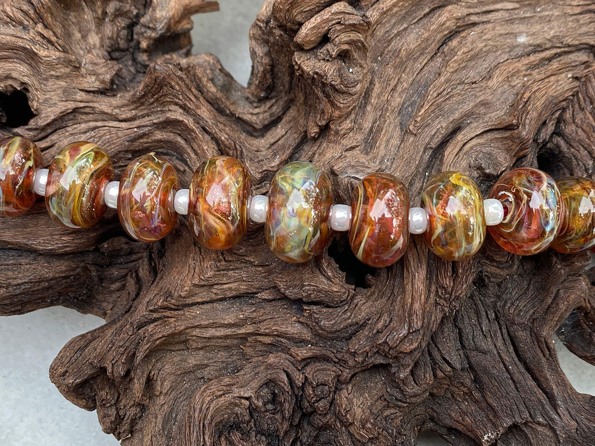 19 Ruby Brown Swirls Graduated Lampwork Beads - Handmade Glass Beads for Jewelry Making, DIY Crafts & Necklace Design - Perfect for Bracelets, Earrings and Home Decor Projects