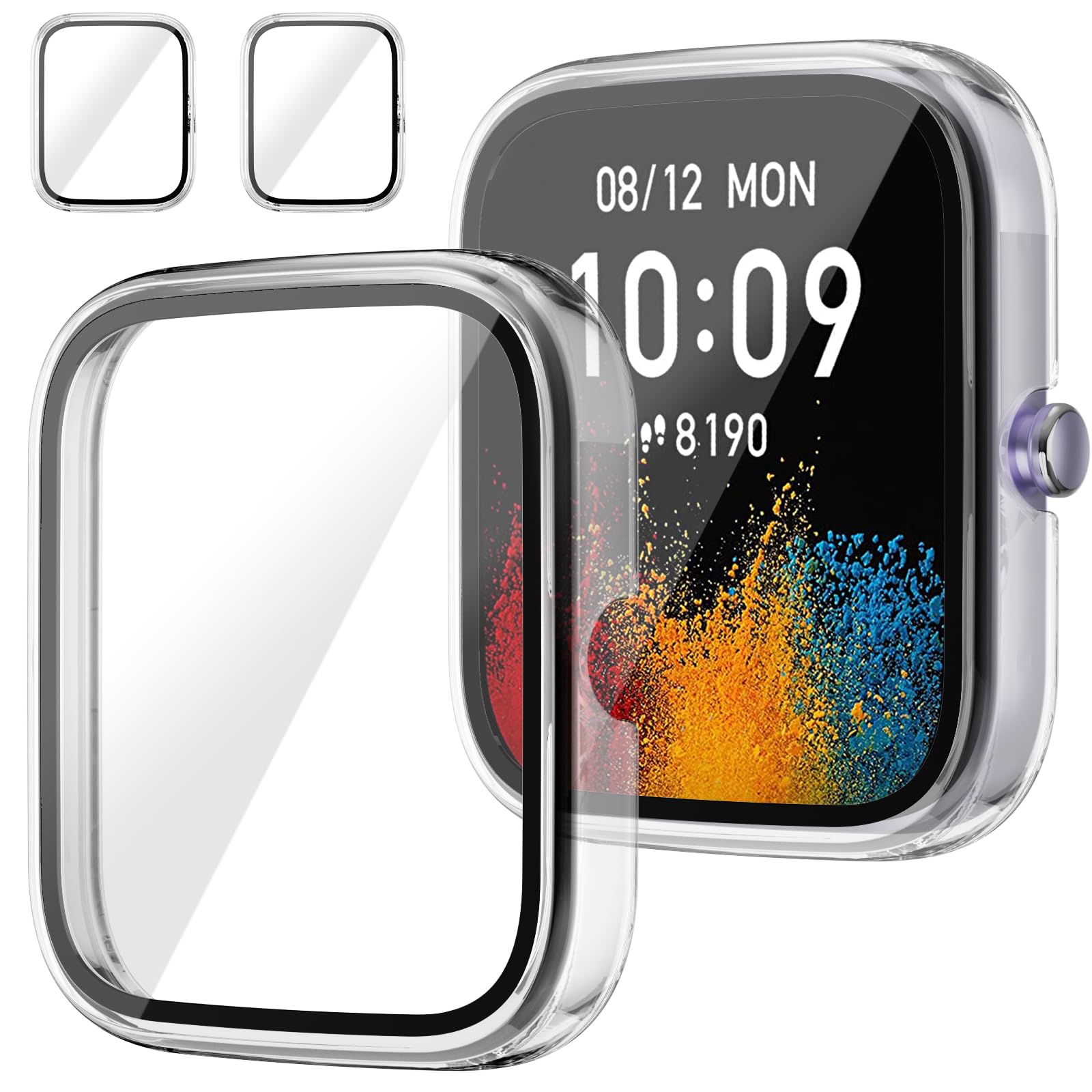 Amazfit GTS 4 Mini Screen Protector (2-Pack) - Hard PC Bumper Full Face Cover Protective Case for Men & Women - Perfect for Workouts, Outdoor Activities & Daily Wear