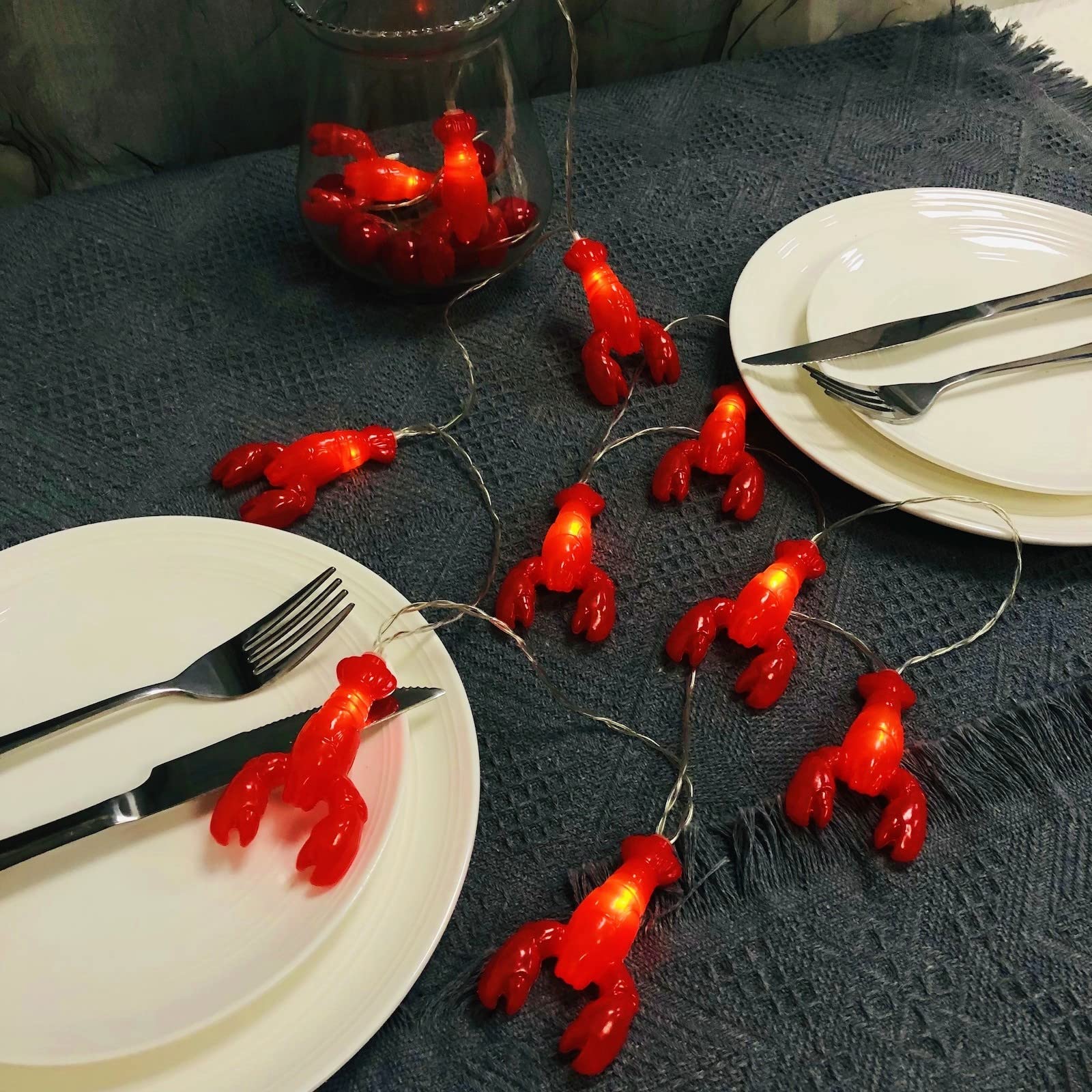 Battery Operated Lobster String Lights - 20 LED Fairy Night Lamp for Summer Camping, Wedding, Birthday, Bedroom & Home Decor (3m/20led) | Perfect for Outdoor Parties, Garden Decorations & Cozy Indoor Ambiance