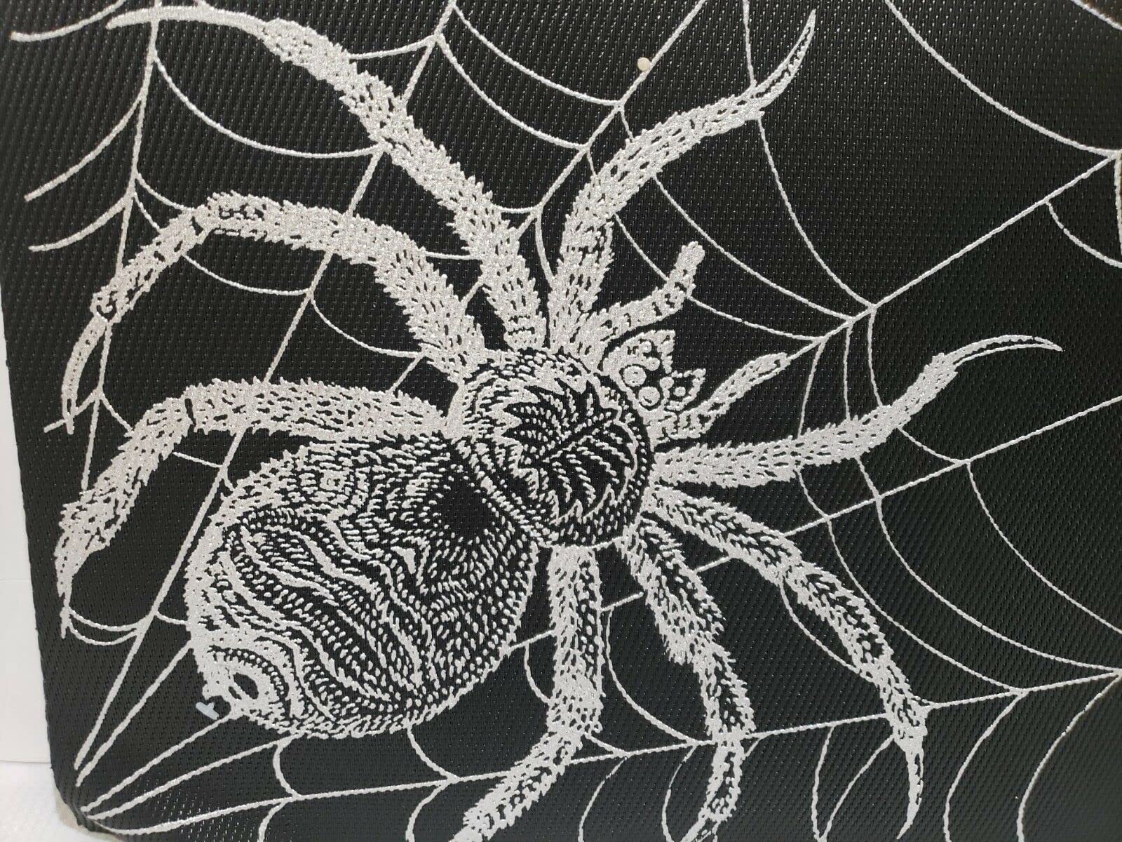 Spooky Halloween Spider Web Vinyl Placemats Set of 4 - Black & Silver Gothic Table Decor for Dinner Party, Haunted House, and Themed Events