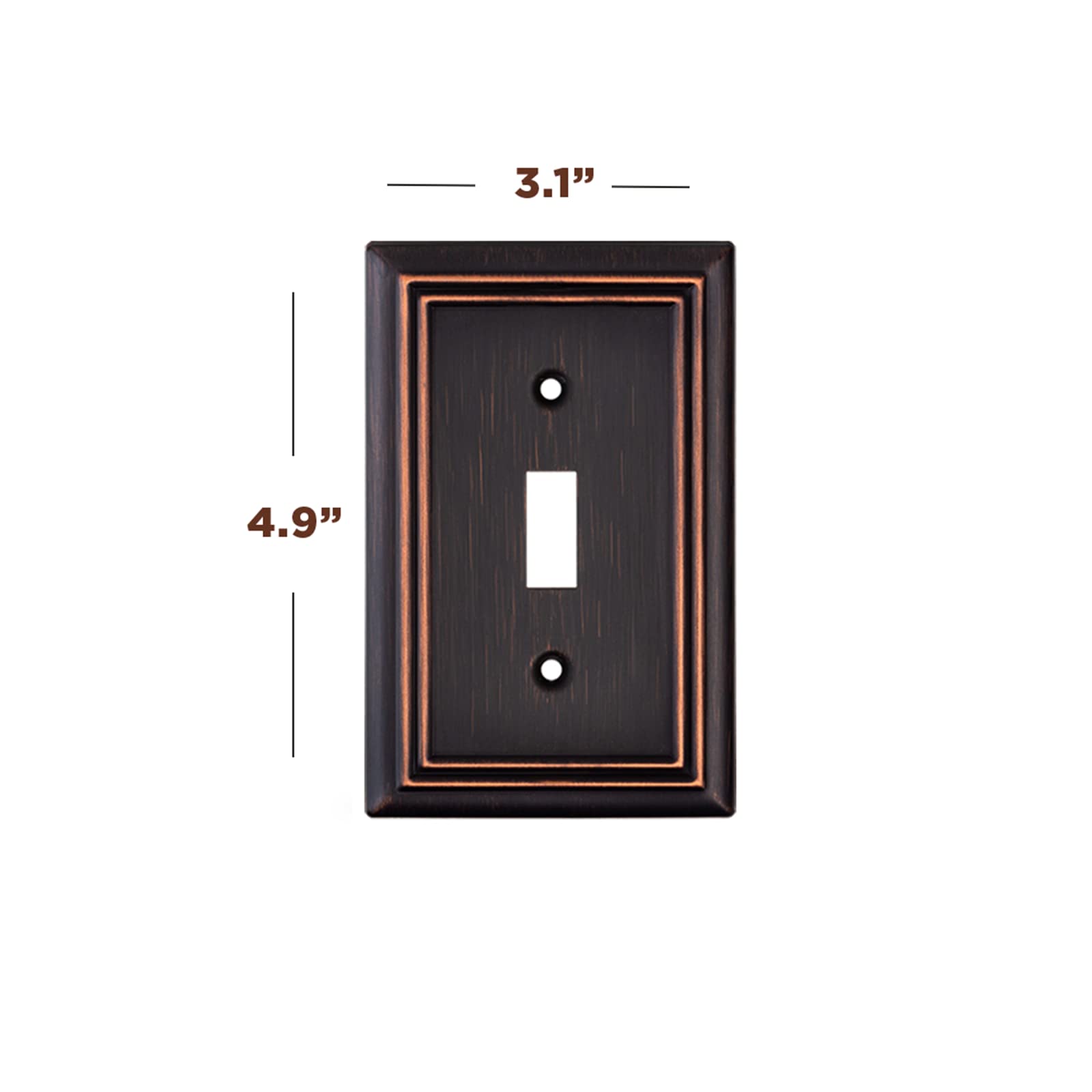 Oil Rubbed Bronze Outlet Covers and Switch Plates - Decorative Wall Plate Light Switch Cover Beveled Edge - 1 Gang Toggle Size (4 Pack) - Perfect for Living Room, Bedroom, Office and Kitchen Decor