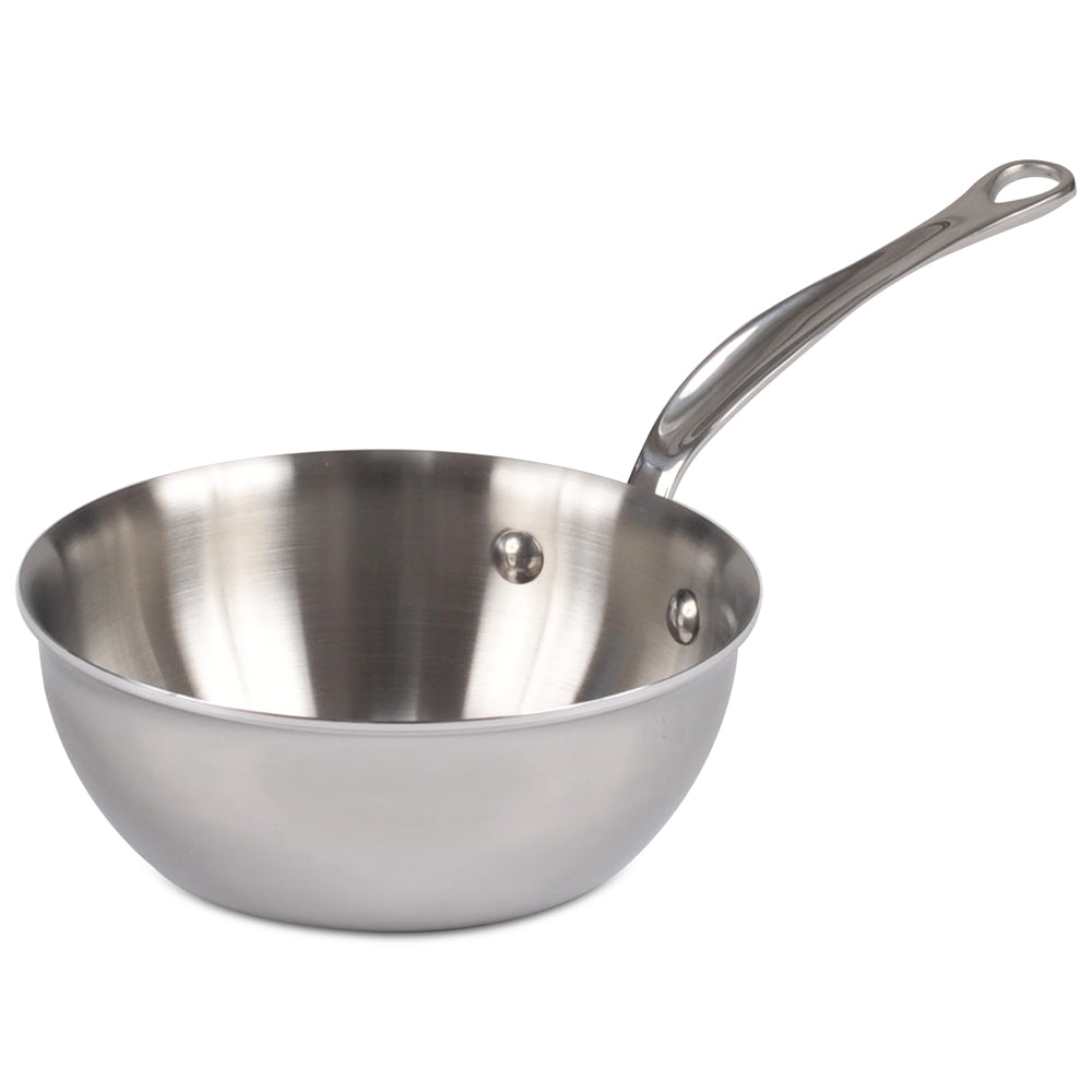 Mauviel M'Cook Curved Splayed Saute Pan - 3-Ply Stainless Steel Cookware for Professional Chefs & Home Cooking - Perfect for Searing, Sauteing & Deglazing