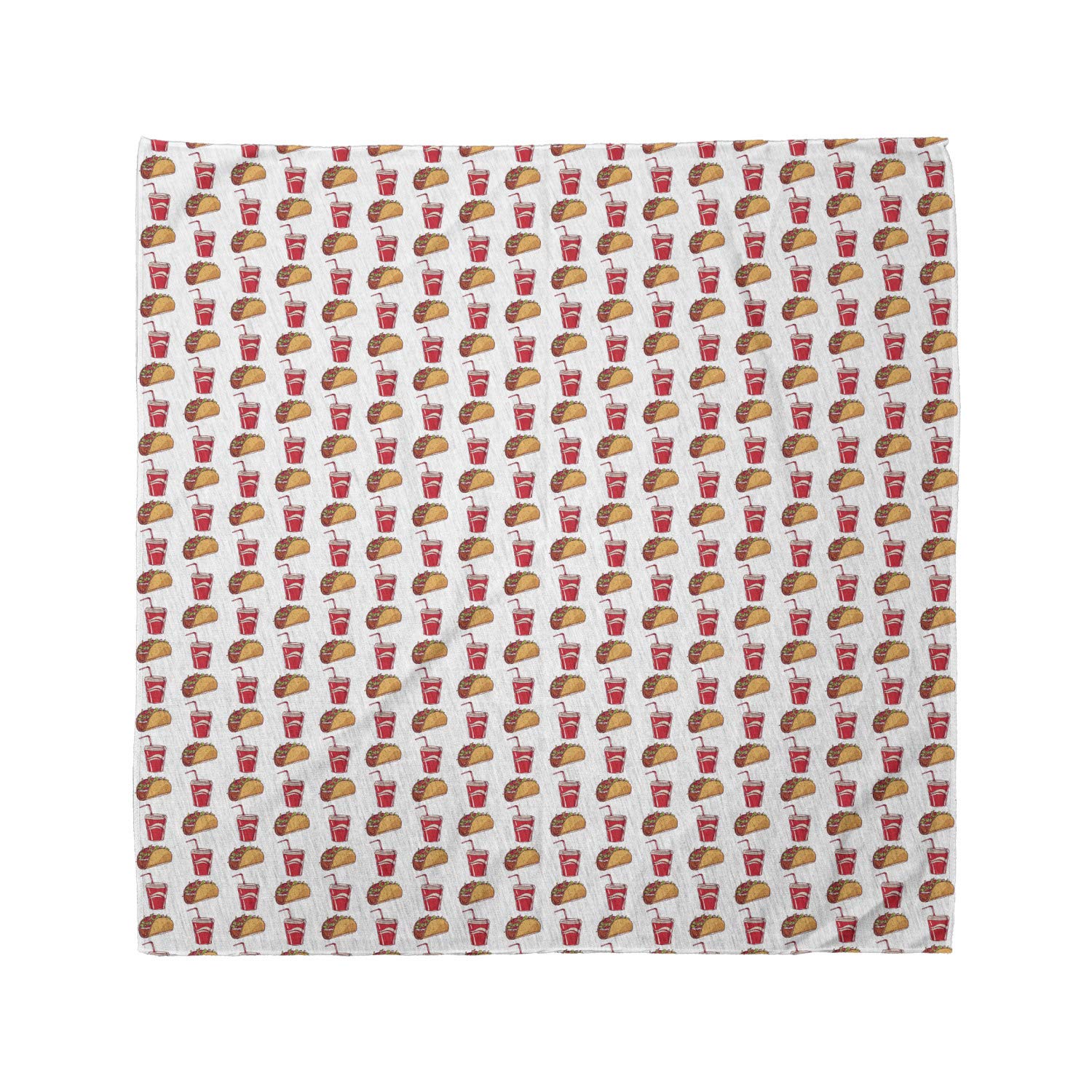 Ambesonne Unisex Bandana - Colorful Tacos & Soda Cups Design - Soft Cotton Fashion Accessory for Men & Women - Perfect for Cooking, Outdoor Activities & Themed Parties