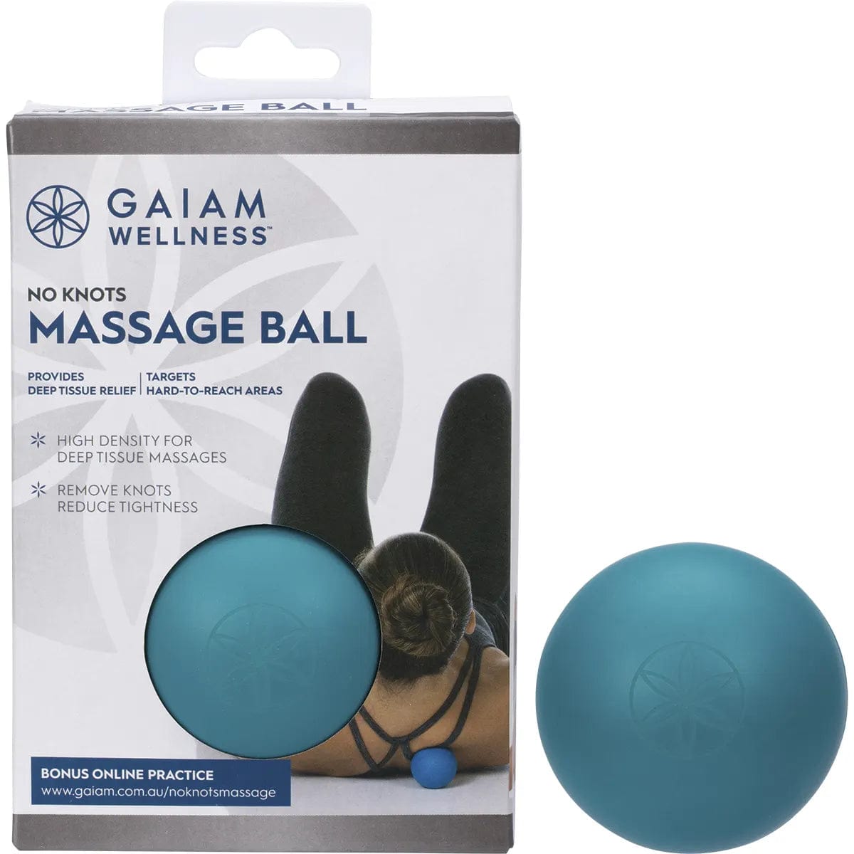 GAIAM No Knots Massage Ball for Muscle Pain Relief - Self Myofascial Release Therapy Tool for Back, Neck, Shoulder & Foot - Perfect for Athletes, Yoga & Post-Workout Recovery