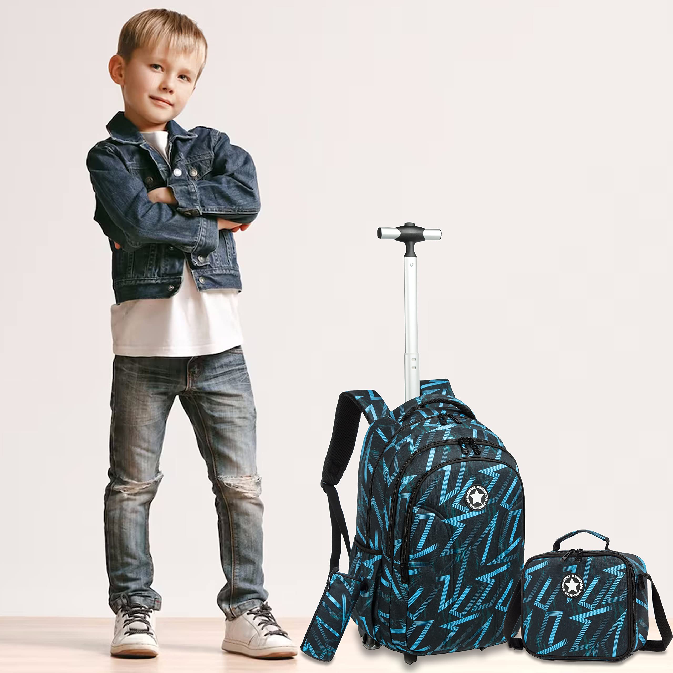 Egchescebo 17 Inch Kids Backpack for Boys - Durable School Backpack with Roulette Design, Lightweight Bookbag for Elementary Students - Perfect for School, Travel & Daily Use