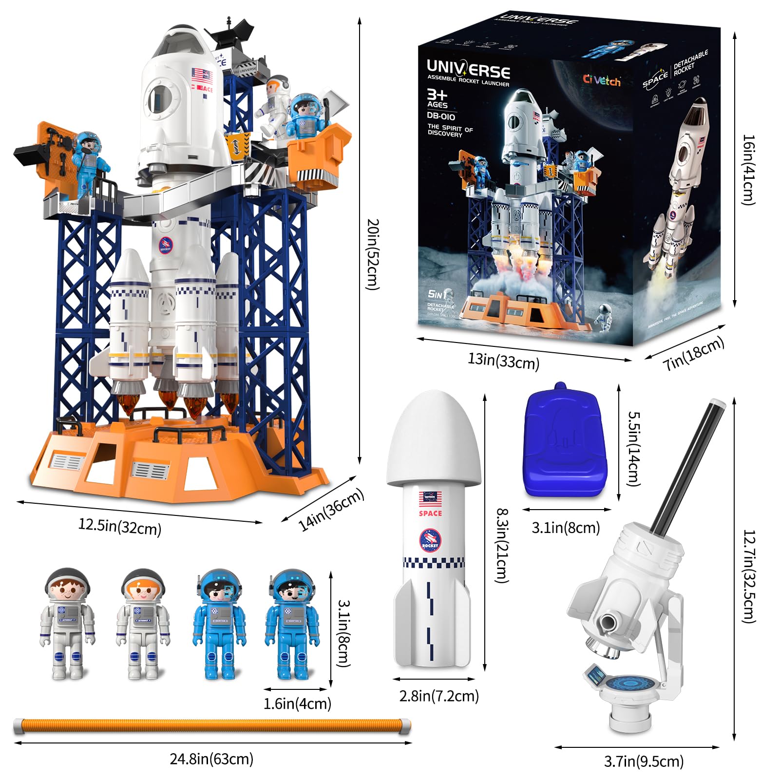 STEM Rocket Launcher Space Shuttle Toy for Kids Ages 3-9 | 2-in-1 Aerospace Building Set with Launch Pad | Educational STEM Toy for Indoor & Outdoor Play | Perfect Birthday Gift for Boys & Girls | Great for Backyard Play, Science Projects & Space-Themed Parties