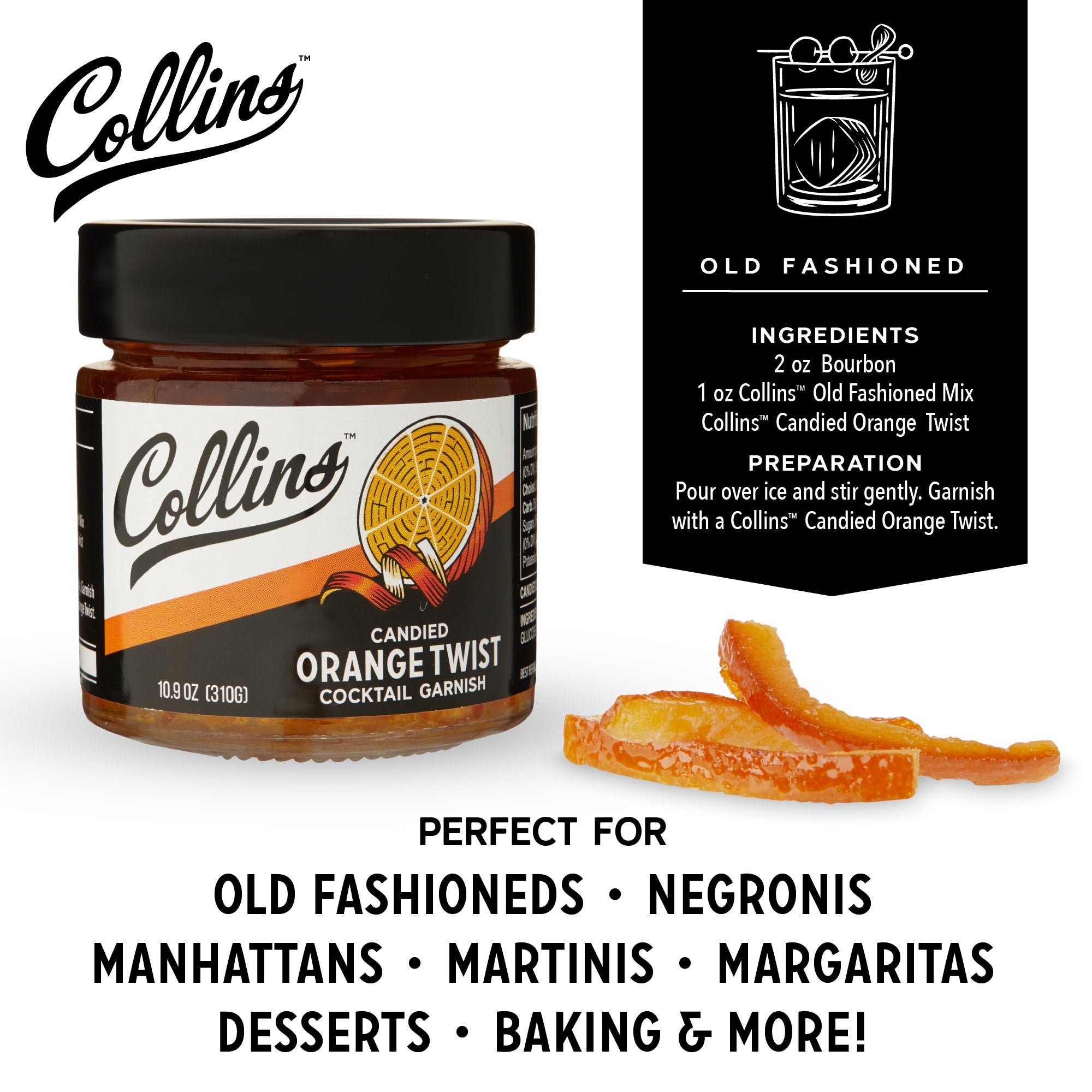 Sweet Candied Orange Peel in Syrup - 10.9 oz Jar | Gourmet Dessert Topping for Cakes, Cocktails & Baking | Premium Candied Fruit Gift
