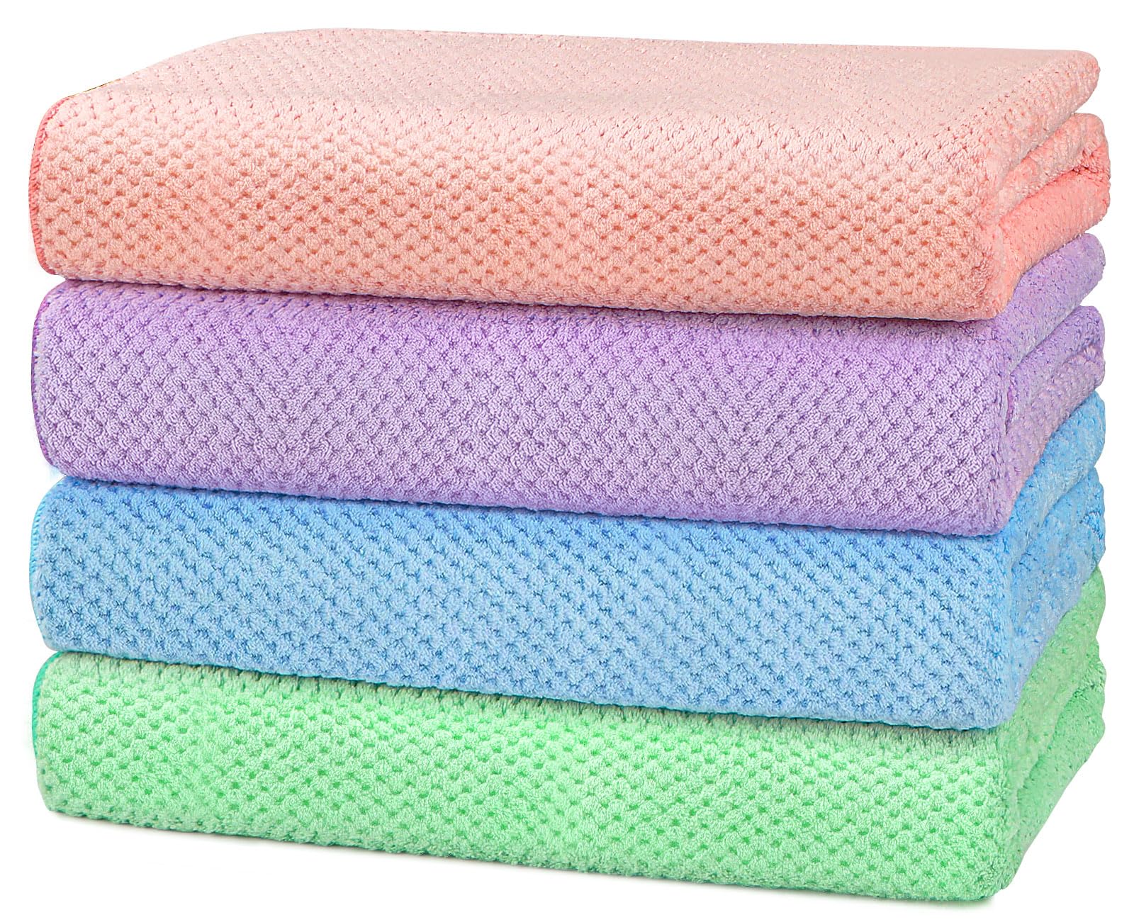 Premium 4-Pack Microfiber Bath Towels 30x60 Inches - Ultra Soft, Highly Absorbent & Quick Dry Bathroom Towels for Shower, Pool, Beach, Swimming & Yoga | Perfect for Spa Days, Gym Sessions & Luxury Home Use