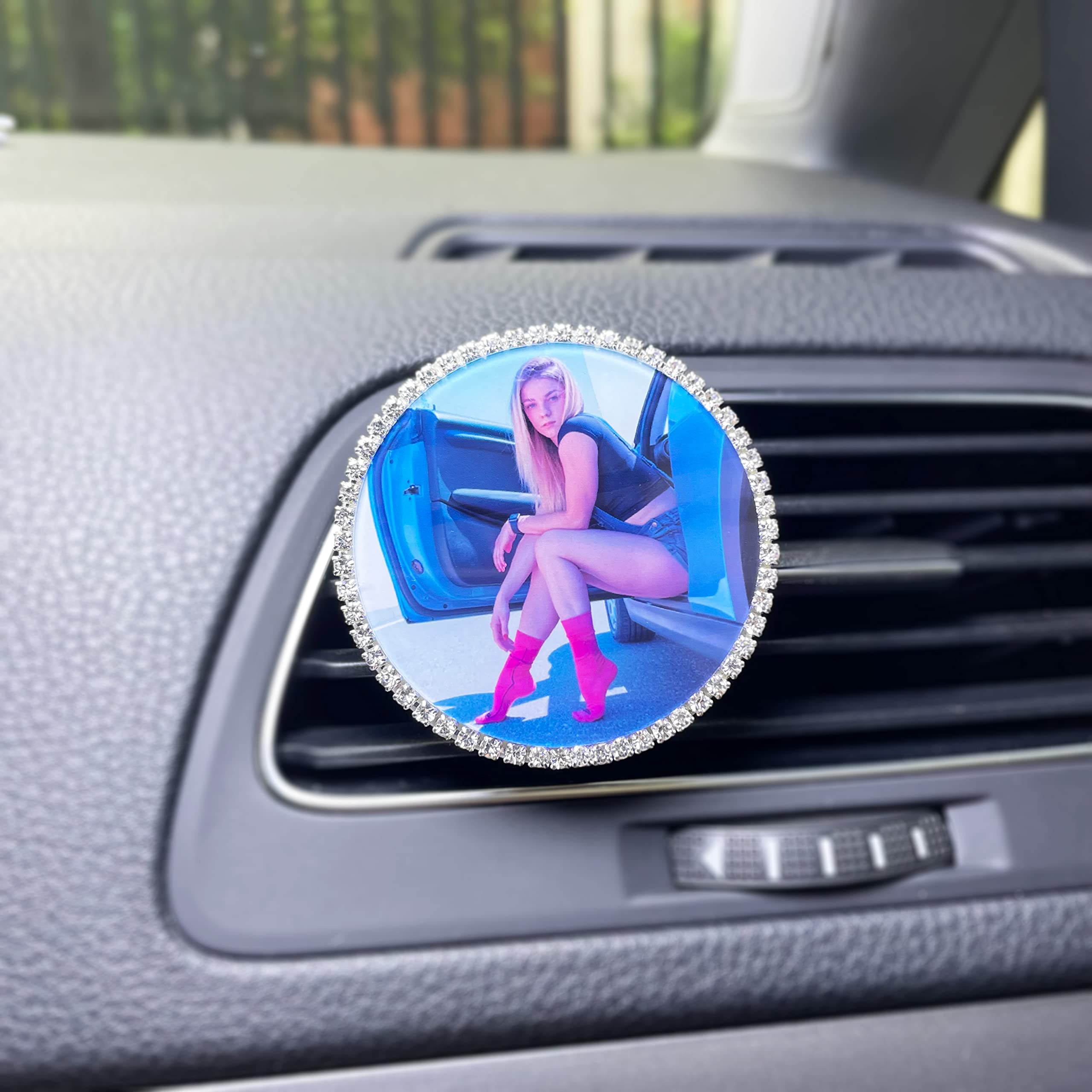 Custom Acrylic Photo Car Vent Clips - Personalized Rhinestone Air Freshener with Picture Holder for Car Interior Decoration | Perfect Gift for Christmas, Birthdays & Car Enthusiasts