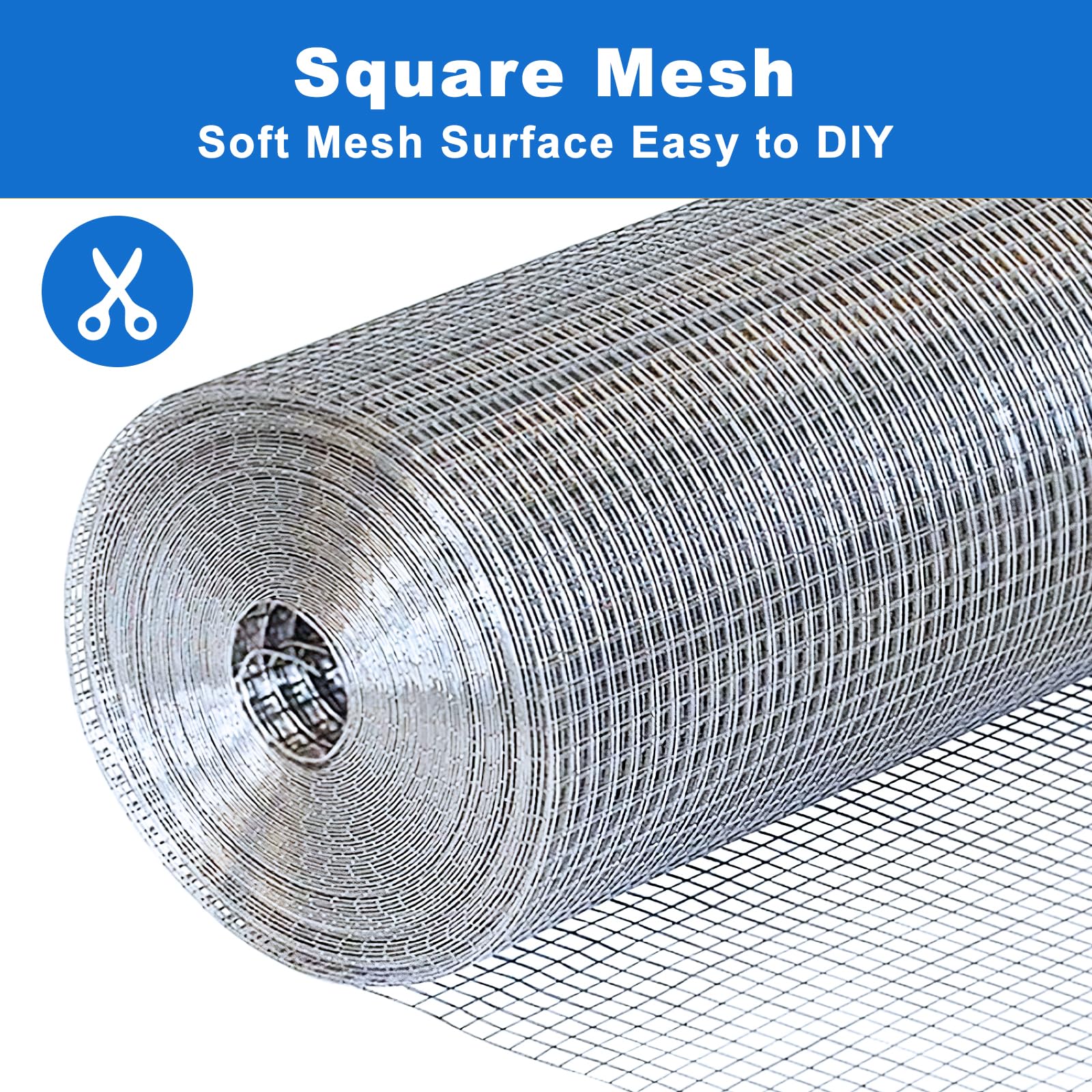19 Gauge Galvanized Welded Wire Mesh Roll - 1/2 Inch Holes, 48