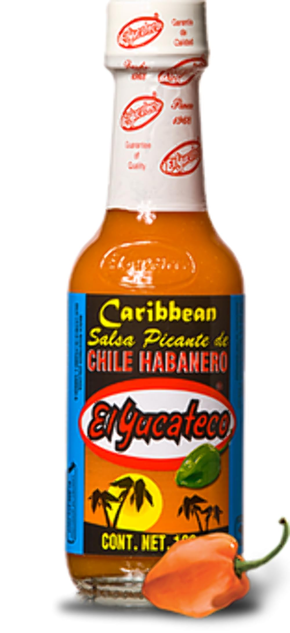El Yucateco Caribbean Habanero Hot Sauce - 4oz Bottle | Spicy & Flavorful Mexican Hot Pepper Sauce for Tacos, Wings & Grilling | Authentic Yucatan Style Habanero Pepper Sauce