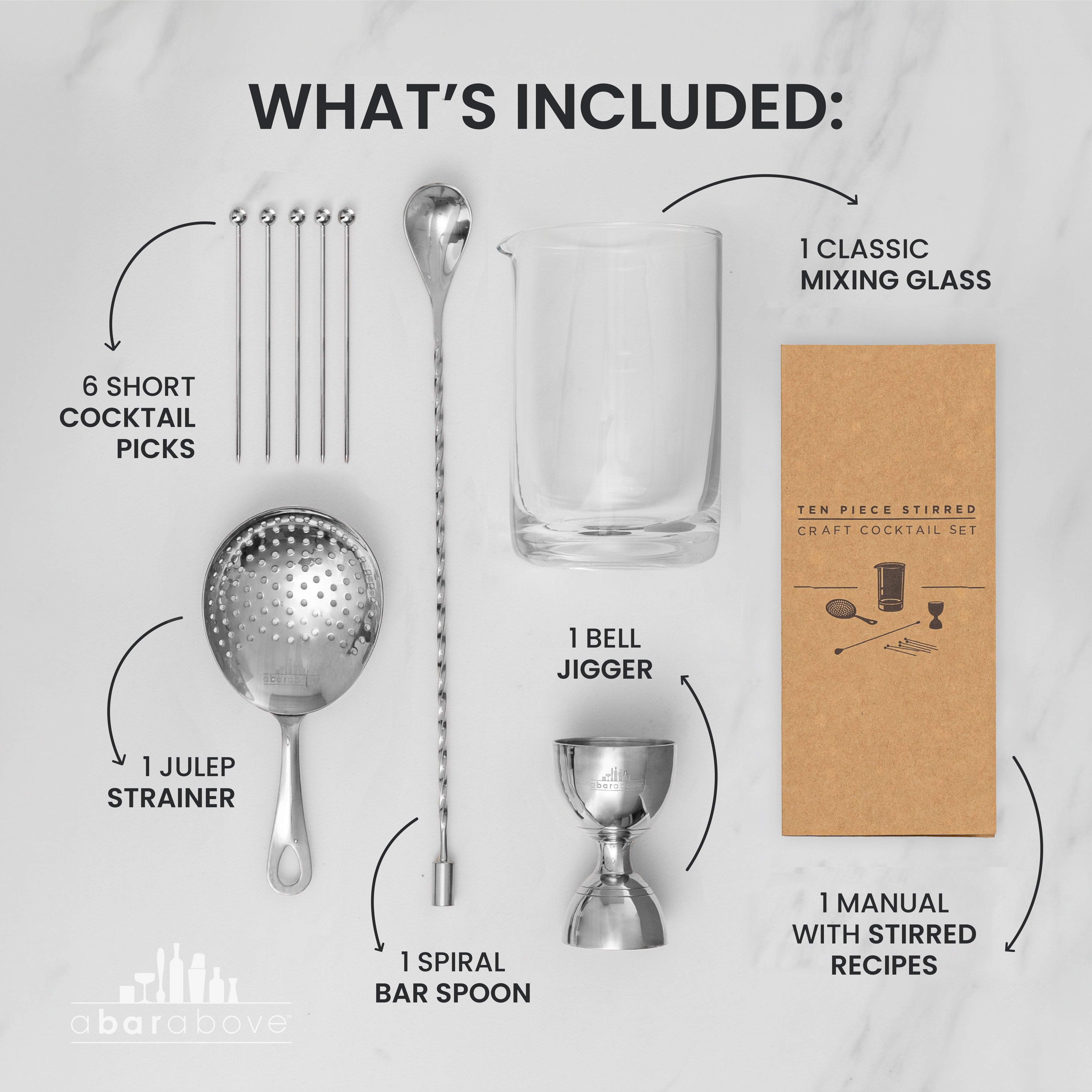 Premium 10-Piece Copper Cocktail Mixing Set - Bar Tools for Craft Cocktails, Home Bartending & Party Mixology (Includes Stirrer, Shaker & Bar Spoon) - Perfect for Home Bars, Cocktail Parties & Professional Bartenders
