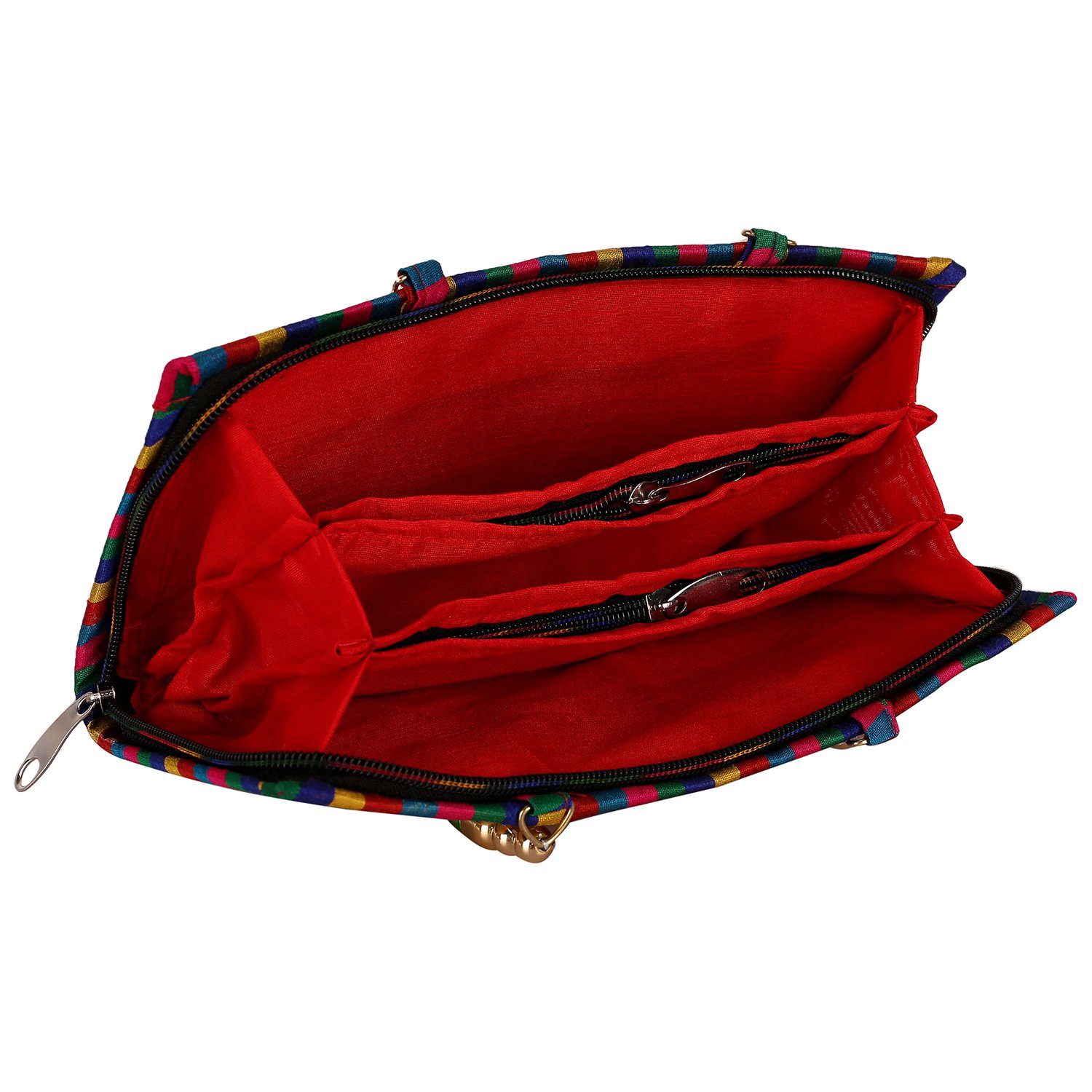 Handmade Rajasthani Jaipuri Embroidered Mirror Work Clutch Bag for Women - 13x25cm Ethnic Purse for Girls, Perfect for Weddings & Evening Parties
