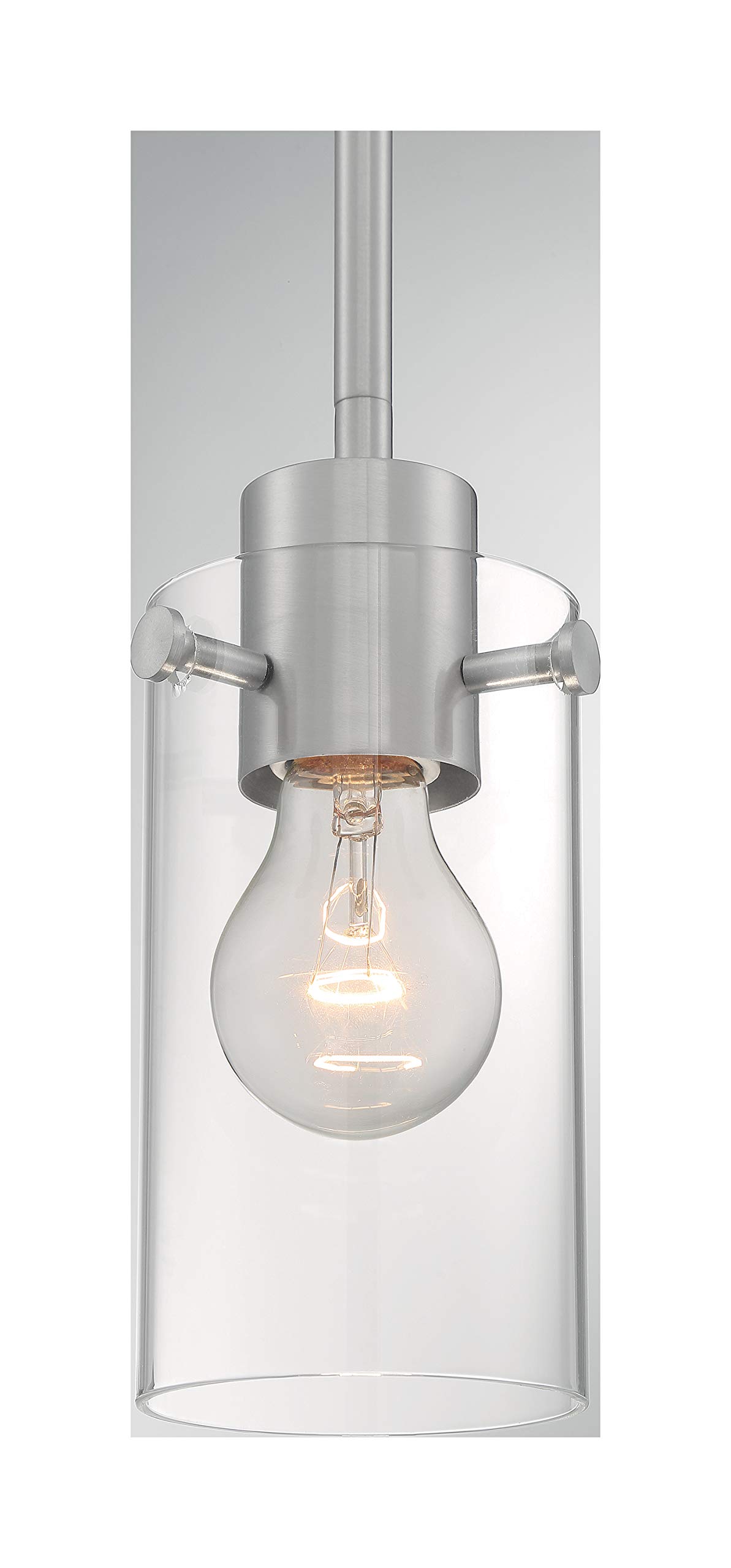 Nuvo 60/7170 Somerset 1-Light Mini Pendant Light Fixture - Clear Glass Shade & Brushed Nickel Finish - Perfect for Kitchen Island, Dining Room or Bedroom Lighting