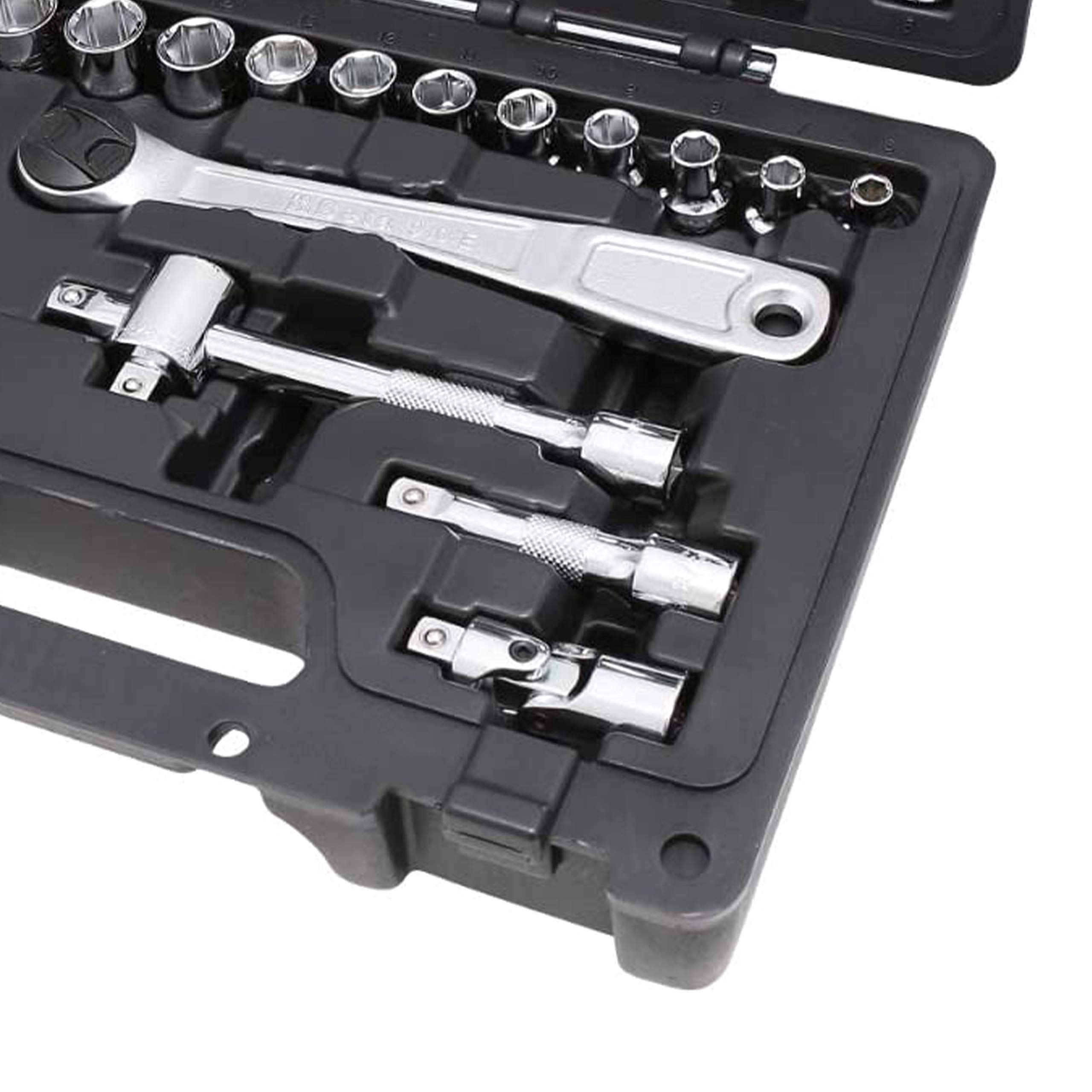 Beta BE 913E/C33 33-Piece Socket Wrench Set in Durable Plastic Case - Silver/Black Workshop Tools for Automotive Repair & DIY Projects