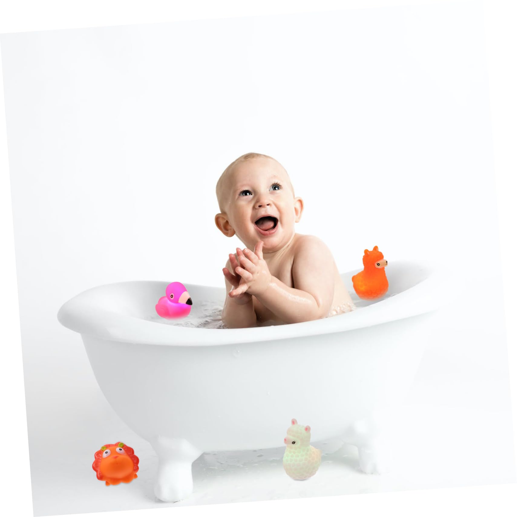 MUSISALY 4-Piece Glow in The Dark Bath Toys Set - Flashing Floating Vinyl Bathtub Toys for Kids, Fun Bath Time for Toddlers & Babies (Perfect for Sensory Play, Nighttime Baths & Pool Parties)