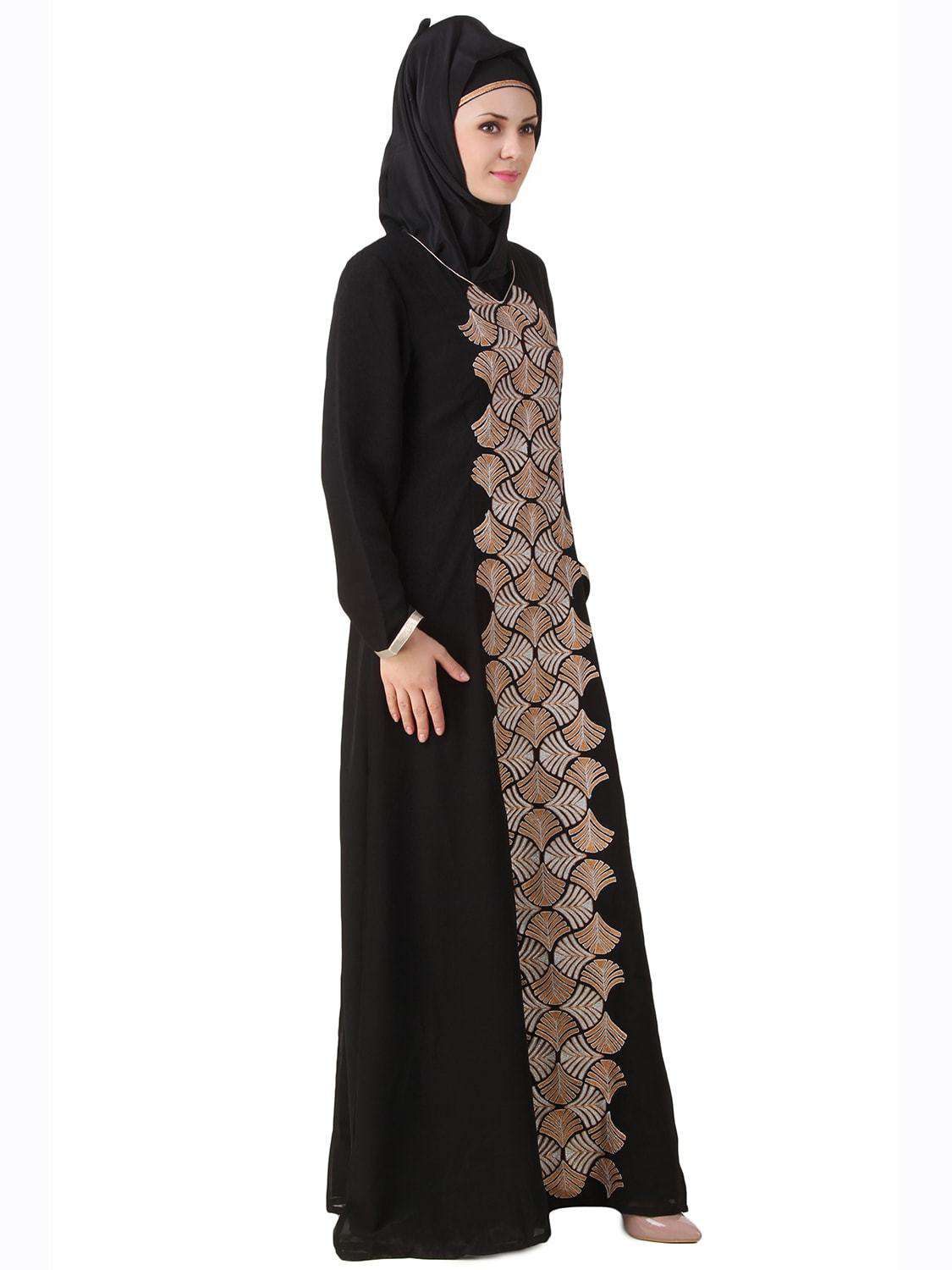 Annam Black Dual Layer Nida and Georgette Abaya - Modest Islamic Dress for Women - Perfect for Prayer, Eid, and Special Occasions